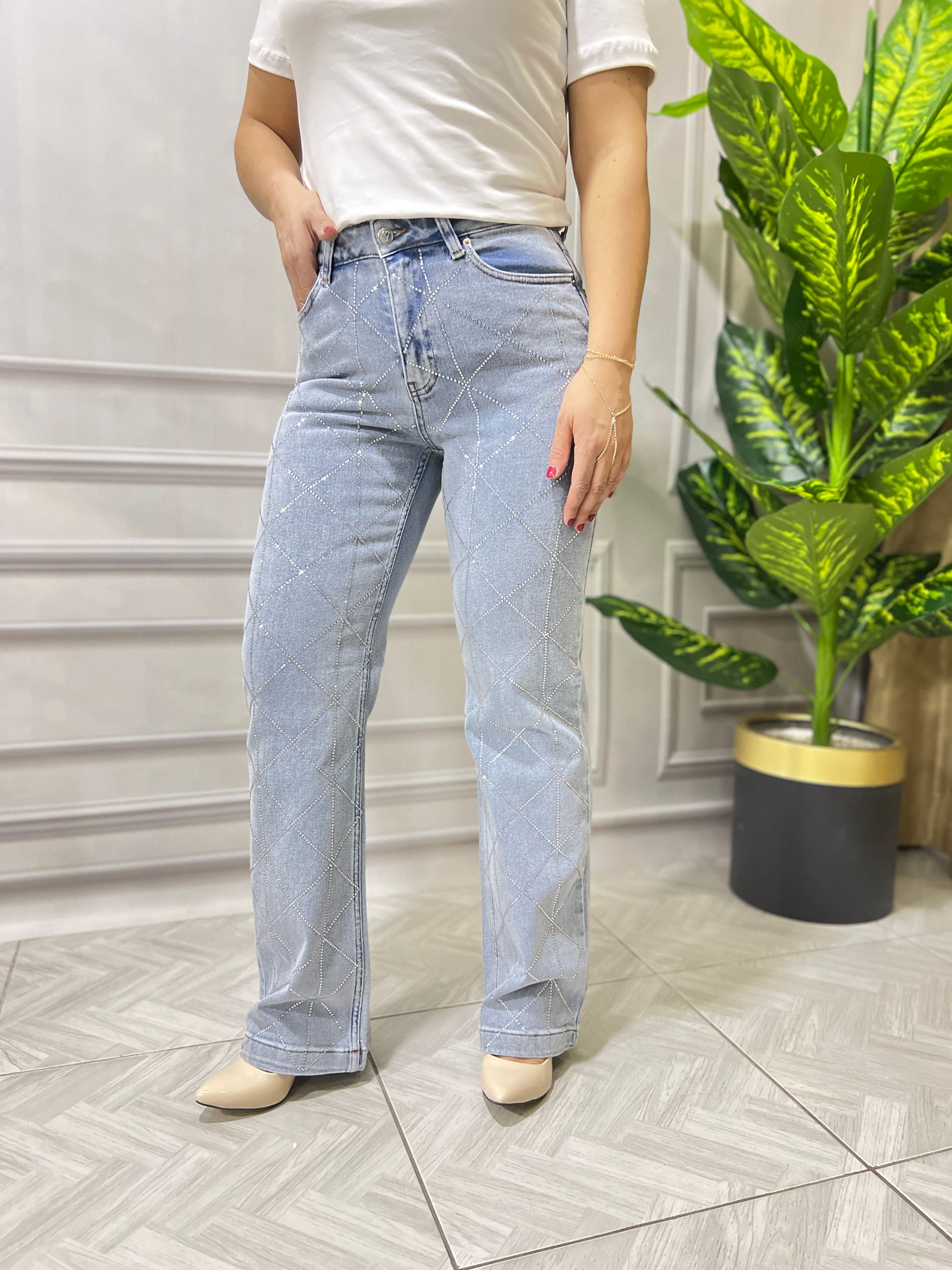 PALAZZO MODEL ASİMETRİK TAŞLI LUX KALİTE JEAN