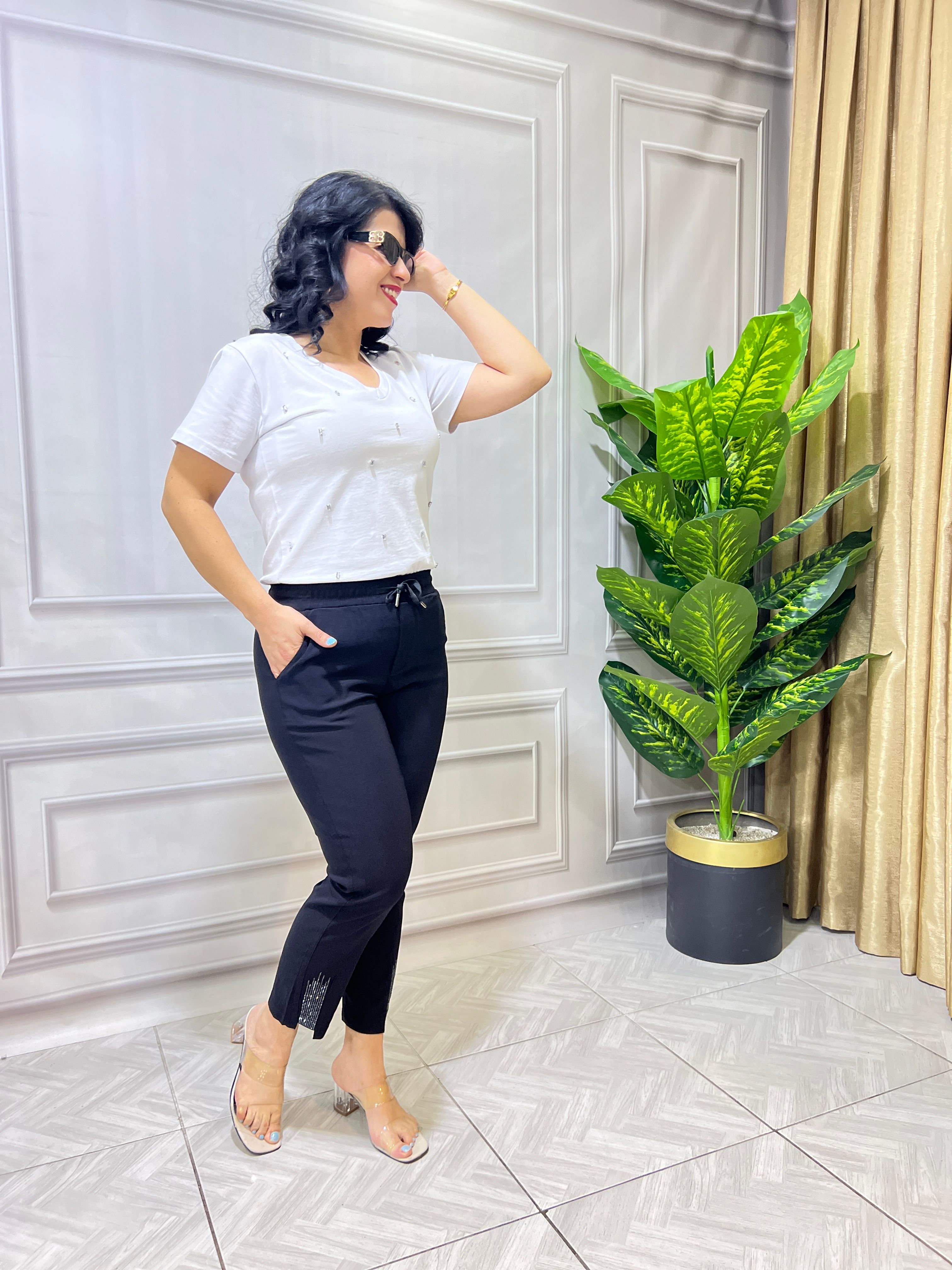 ELEGANCE TOUCH KETEN PANTOLON
