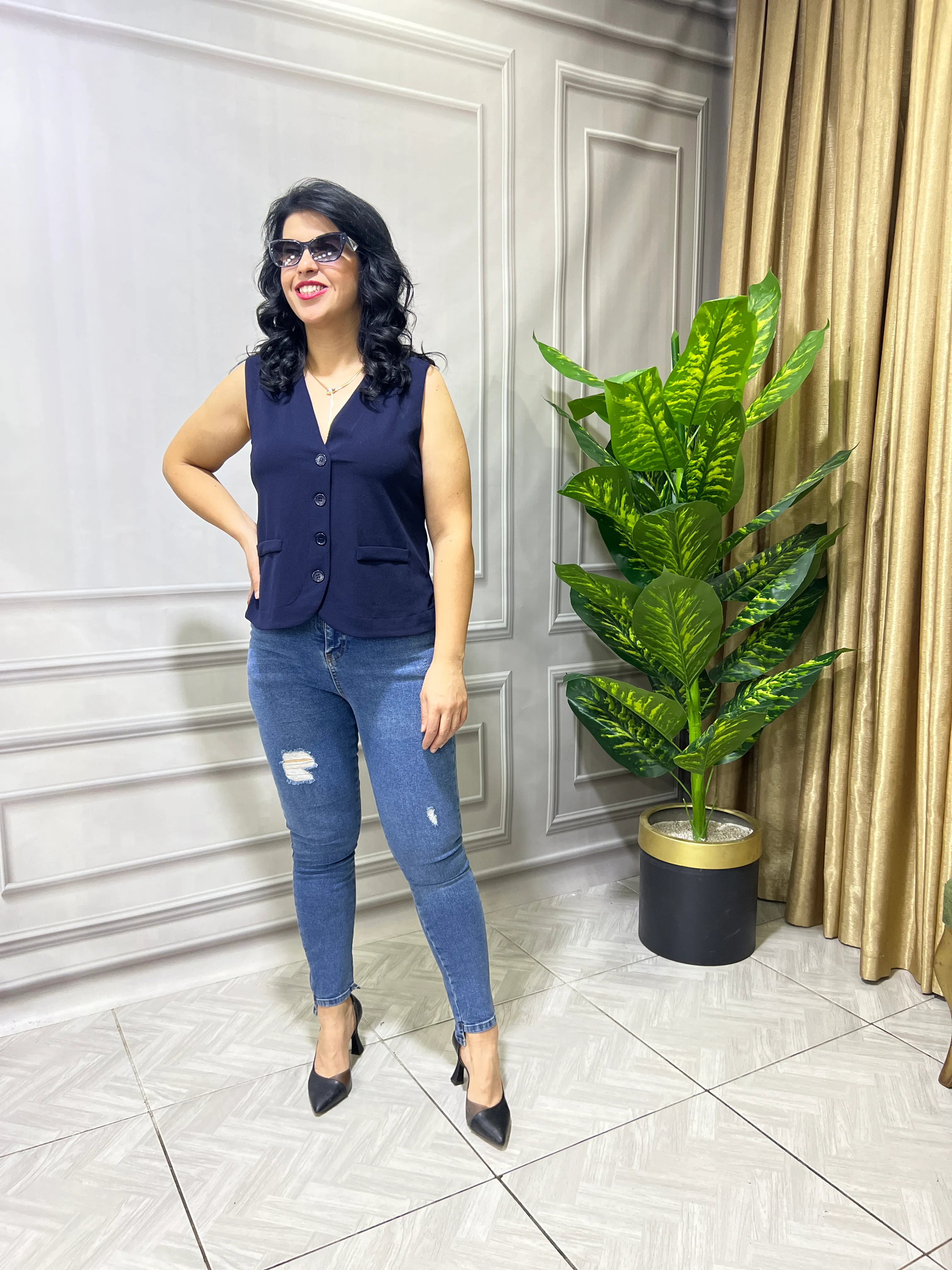 CITY CHIC YELEK - LACİVERT