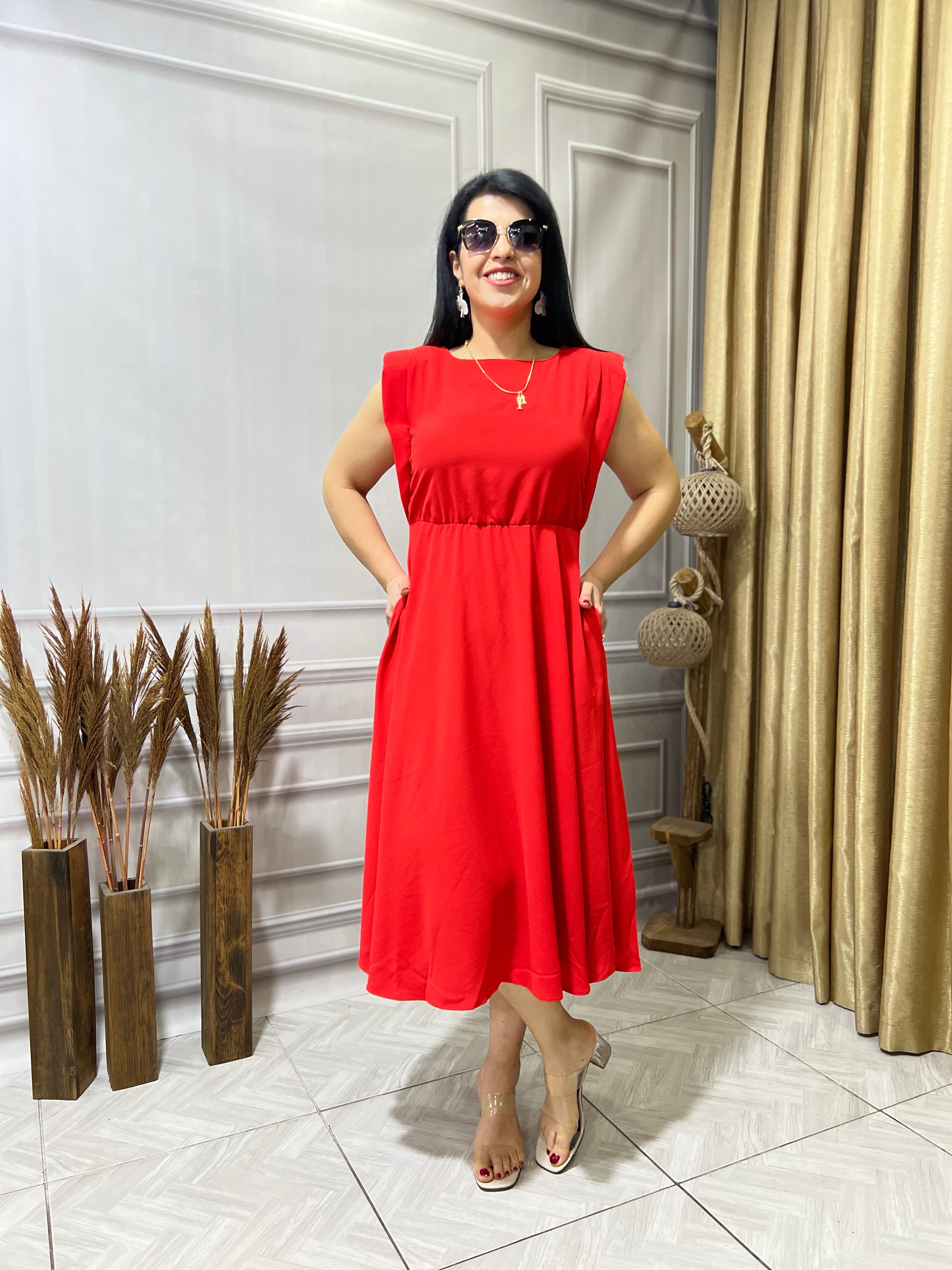 OMUZ VATKALI BELİ LASTİKLİ LUX KALİTE ELBİSE