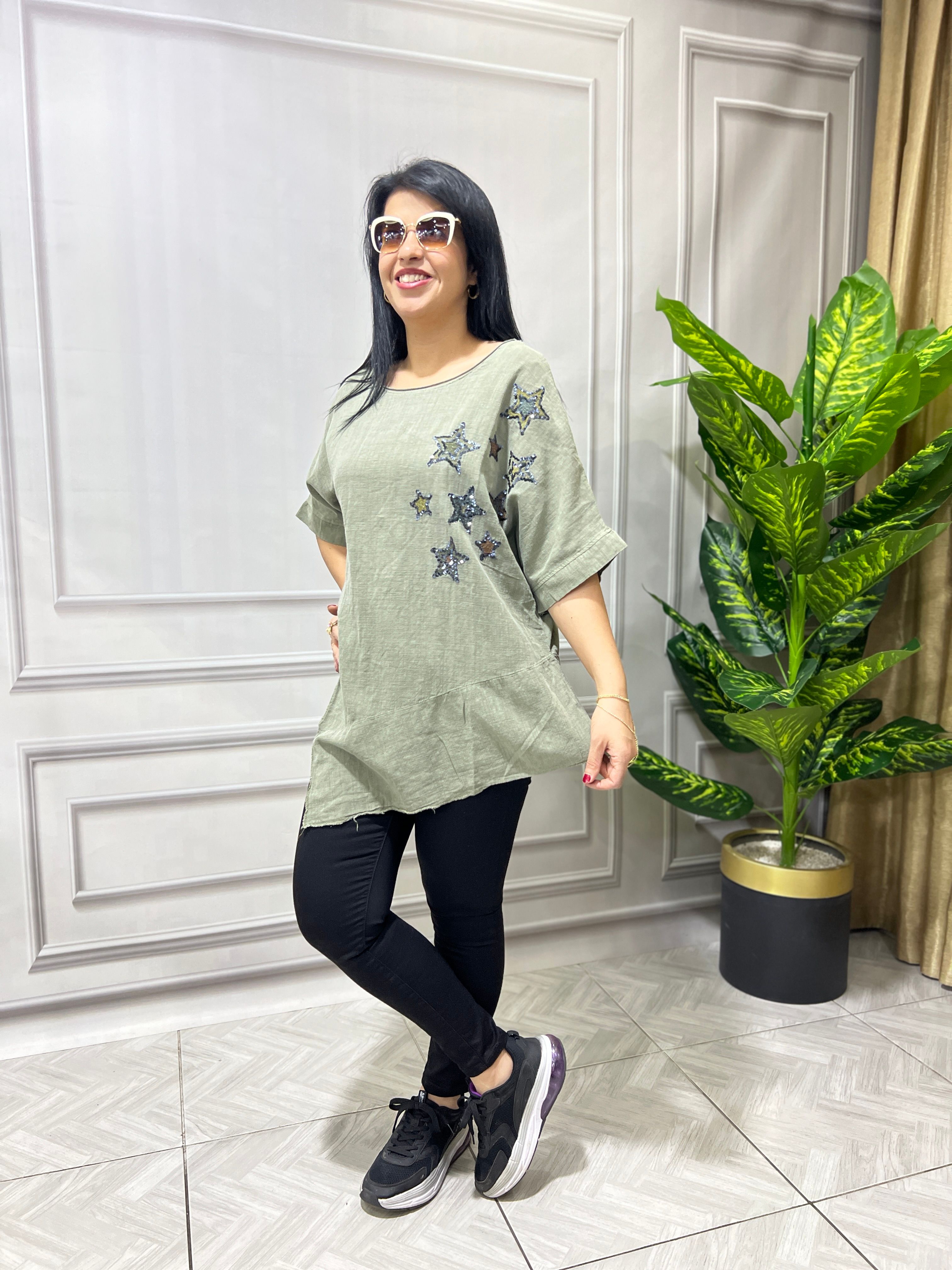 COSMO OTANTİK KETEN TSHIRT - HAKİ YEŞİL