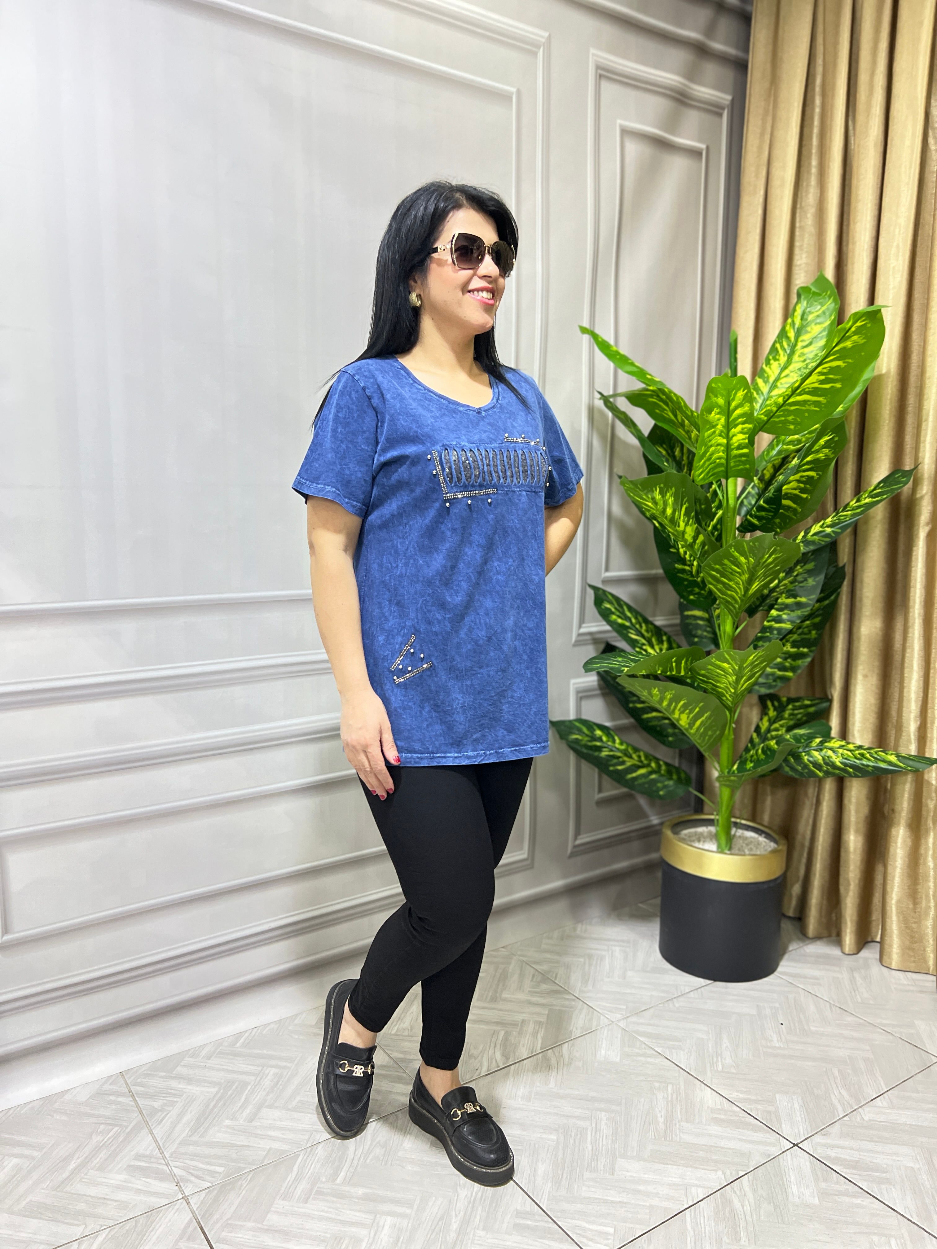 YIKAMALI KUMAŞ PULPAYET İŞLEMELİ LUX KALİTE T-SHIRT