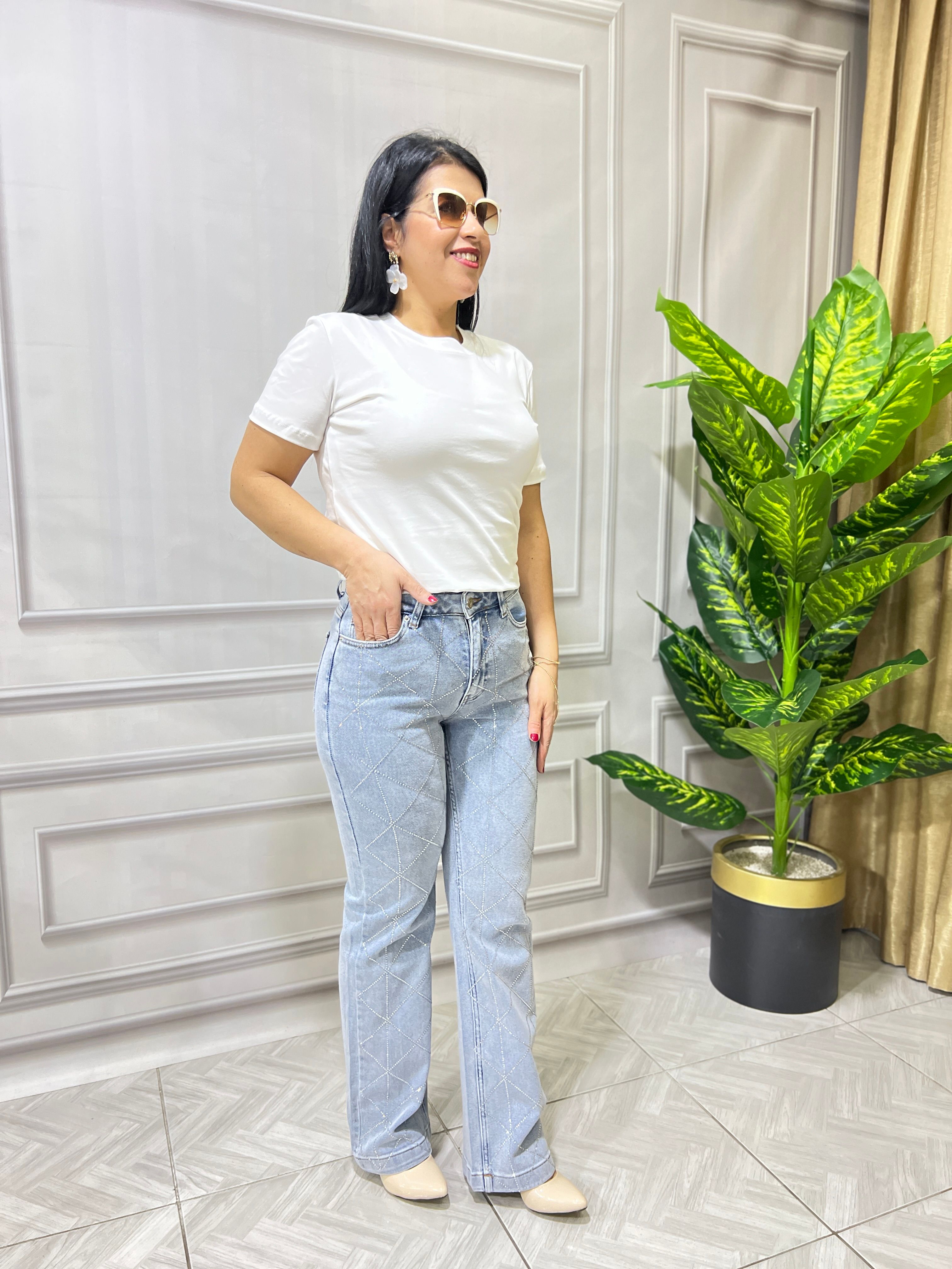 PALAZZO MODEL ASİMETRİK TAŞLI LUX KALİTE JEAN