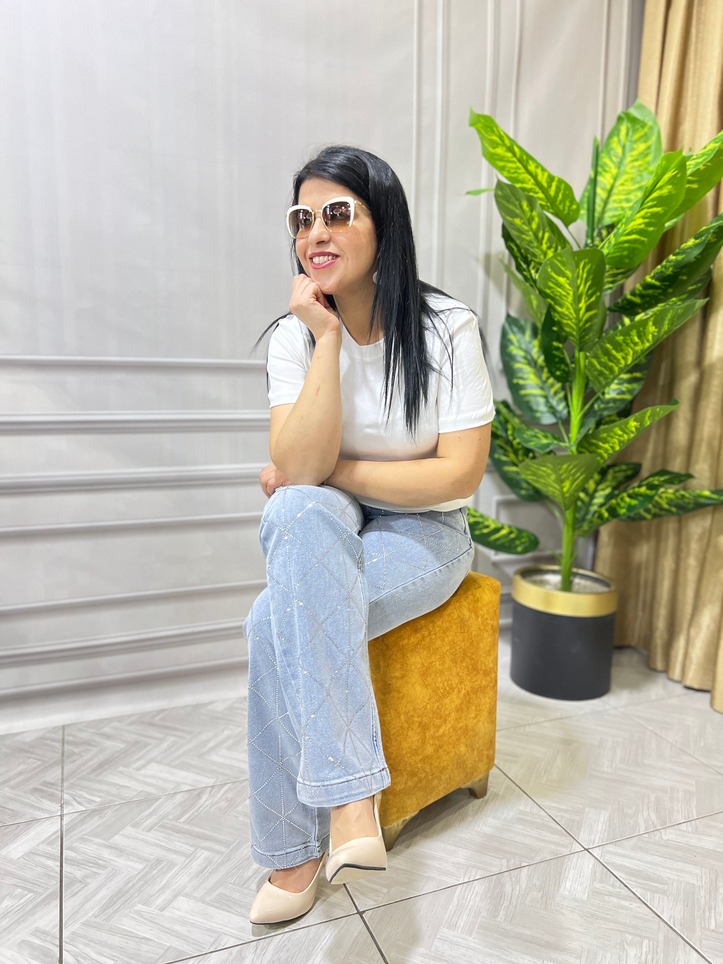 PALAZZO MODEL ASİMETRİK TAŞLI LUX KALİTE JEAN