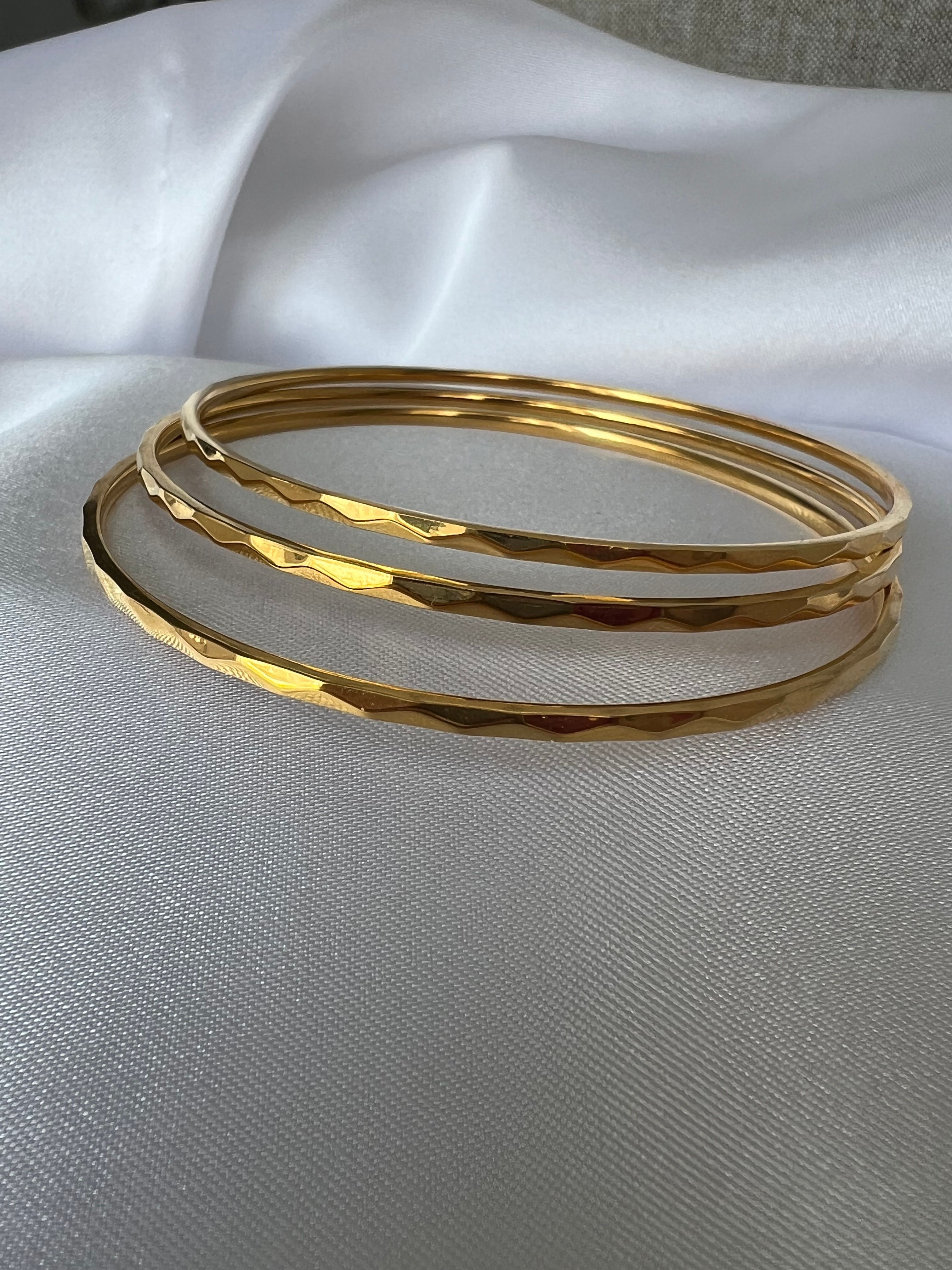 ÇELİK 3'lü Petek Model Bilezik Seti Gold Renk
