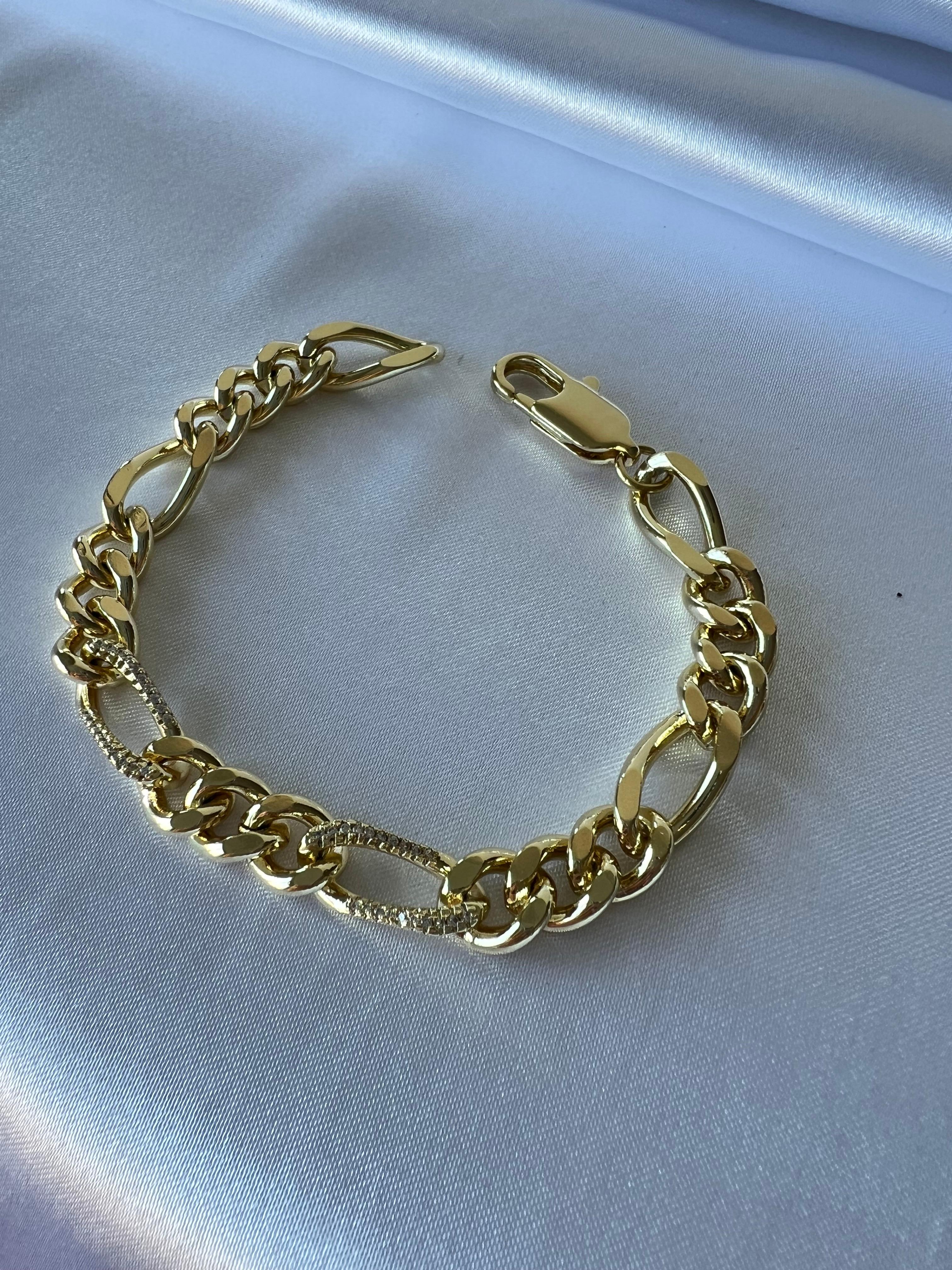 XUPING 14K (Renk) Figaro Taşlı Bileklik
