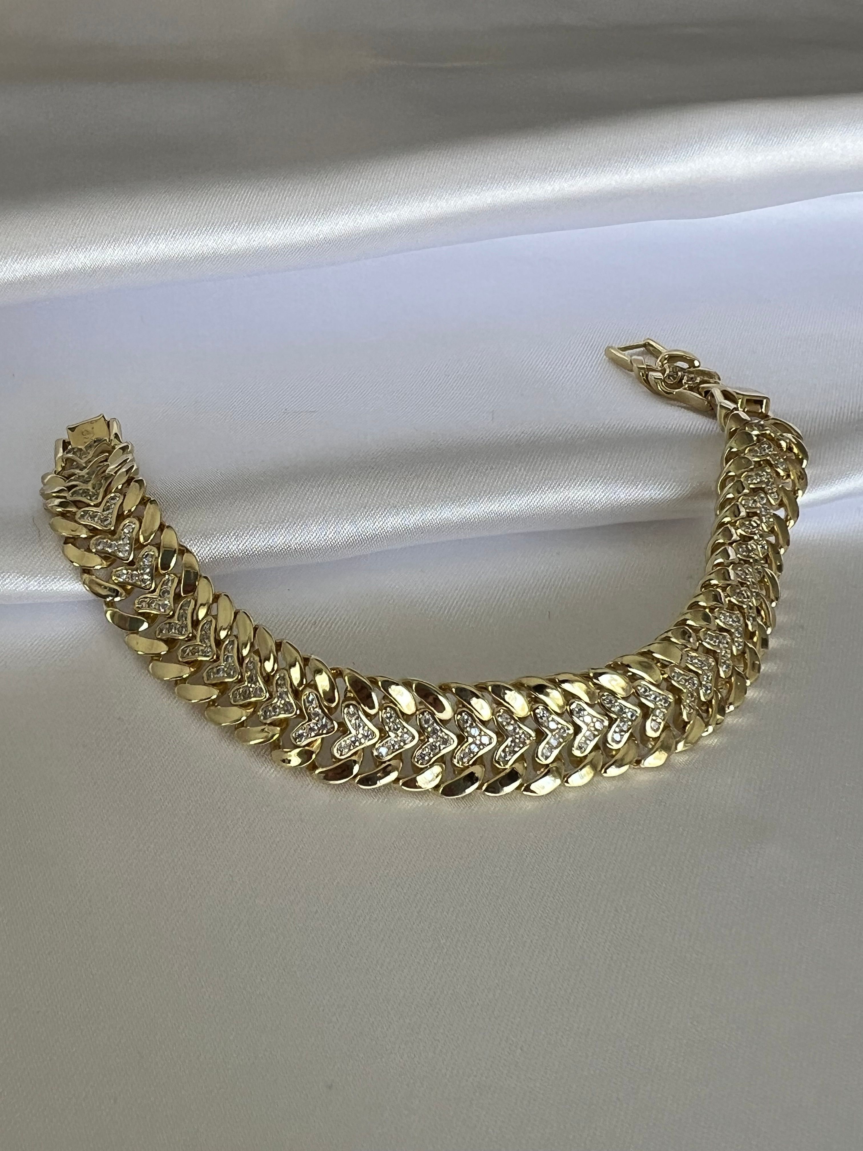 XUPING 14K (Renk) V Model Ortası Taşlı Bileklik