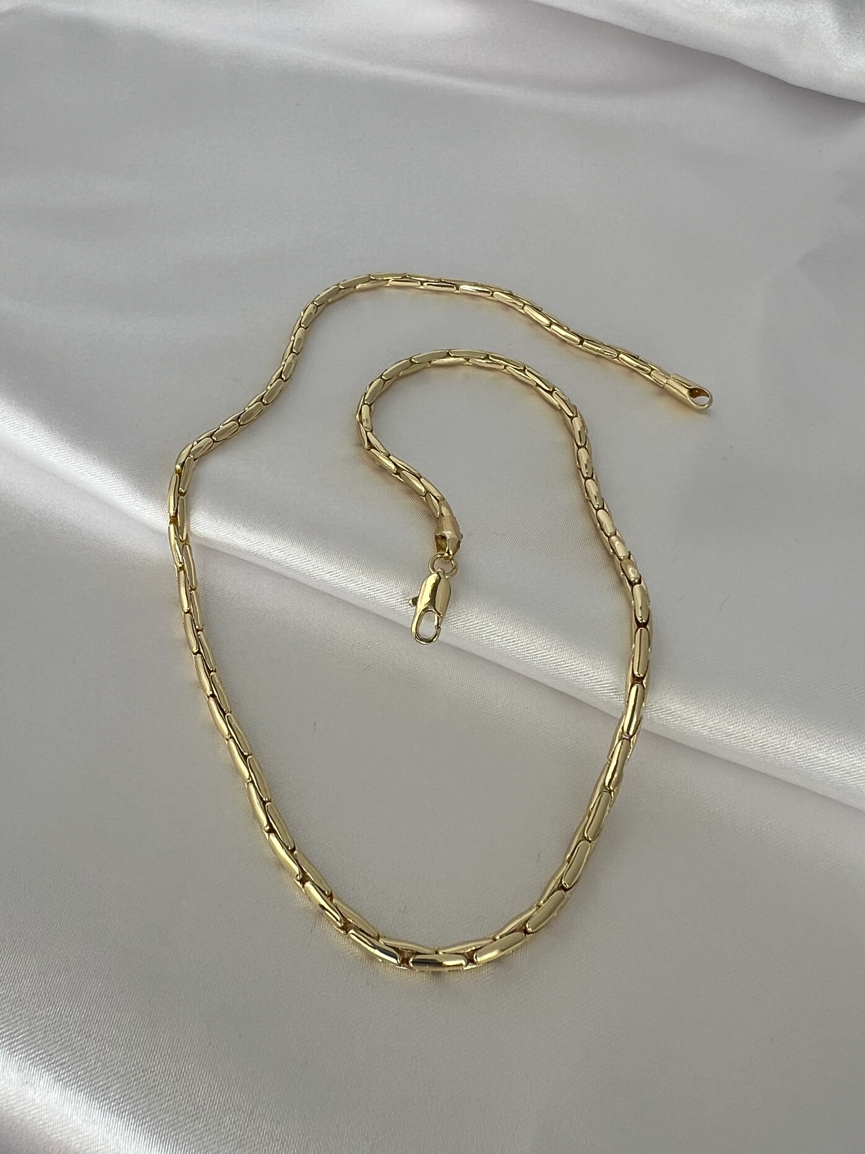 Altın Kaplama Yuvarlak Örgü Kolye 50 cm 