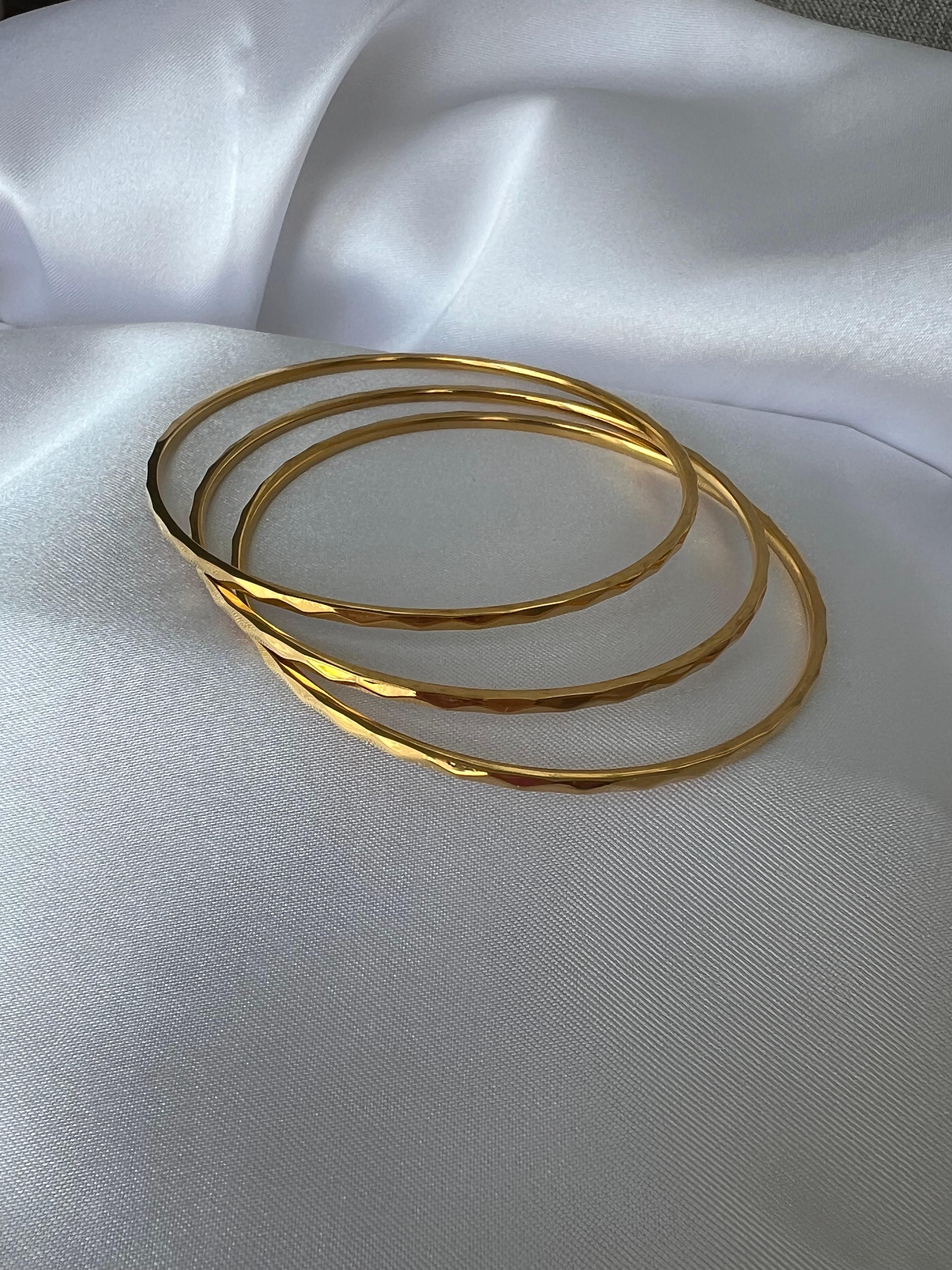 ÇELİK 3'lü Petek Model Bilezik Seti Gold Renk