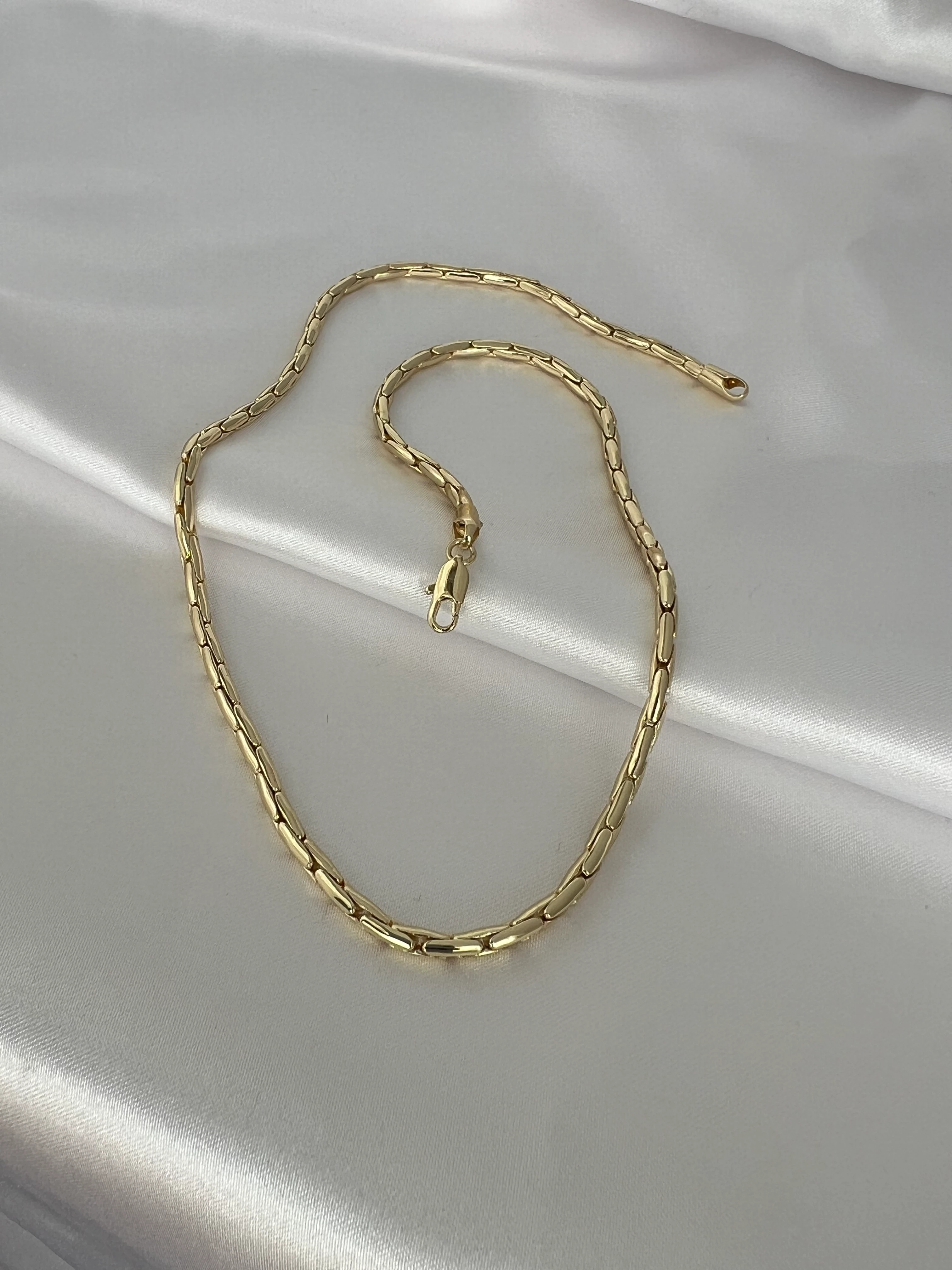 Altın Kaplama Yuvarlak Örgü Kolye 50 cm 