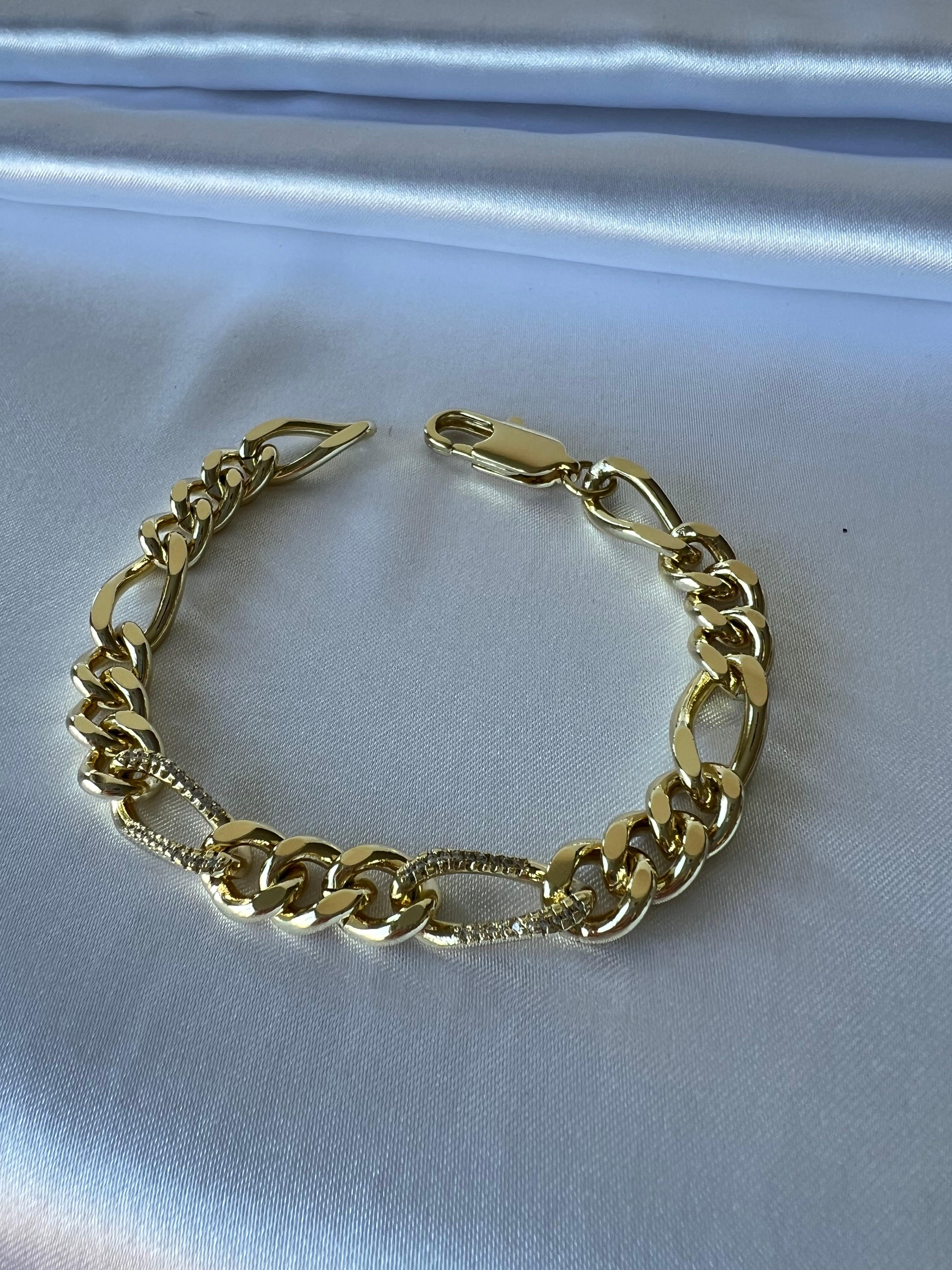 XUPING 14K (Renk) Figaro Taşlı Bileklik