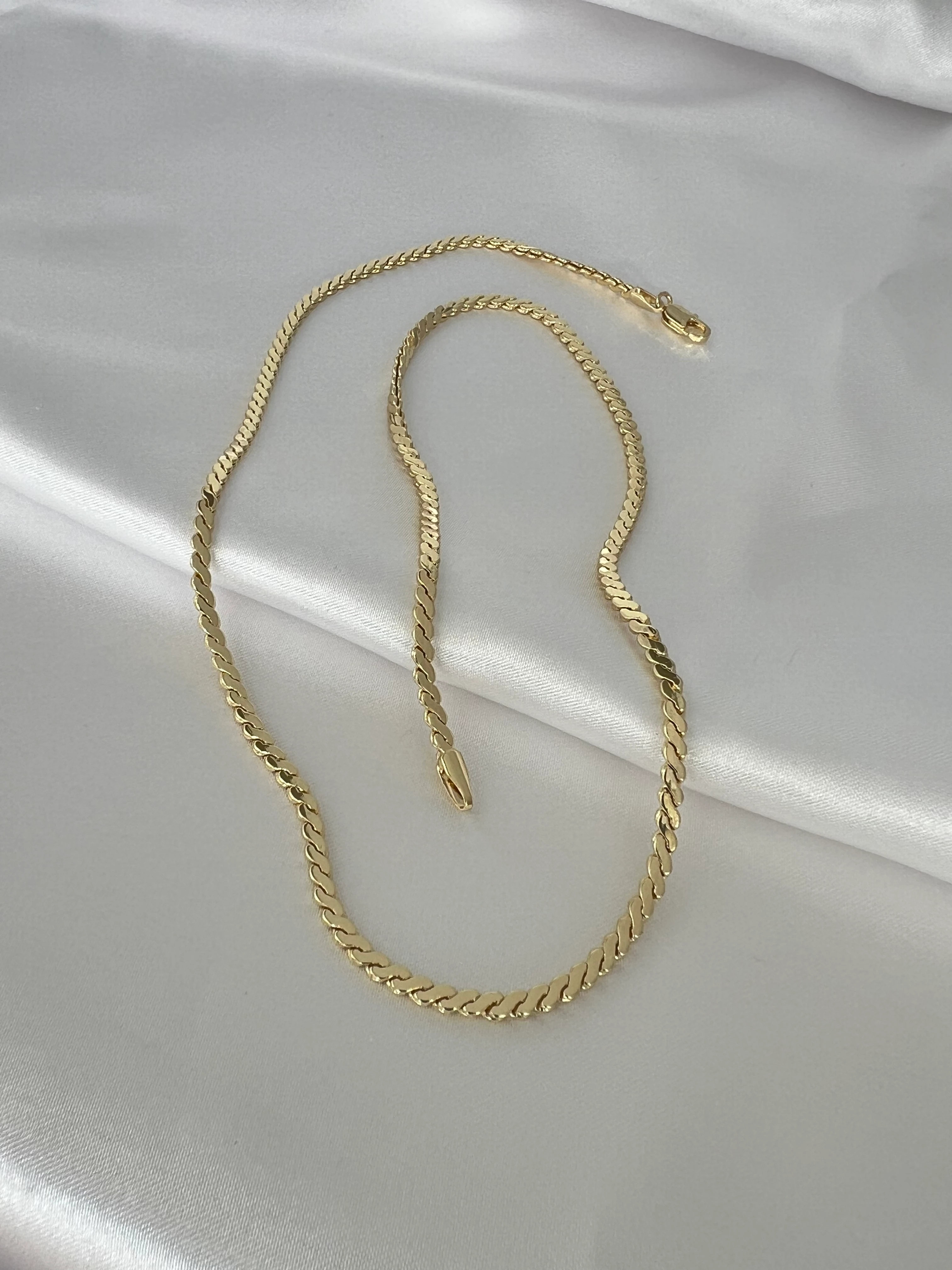 Altın Kaplama İnce S Kolye 50 cm