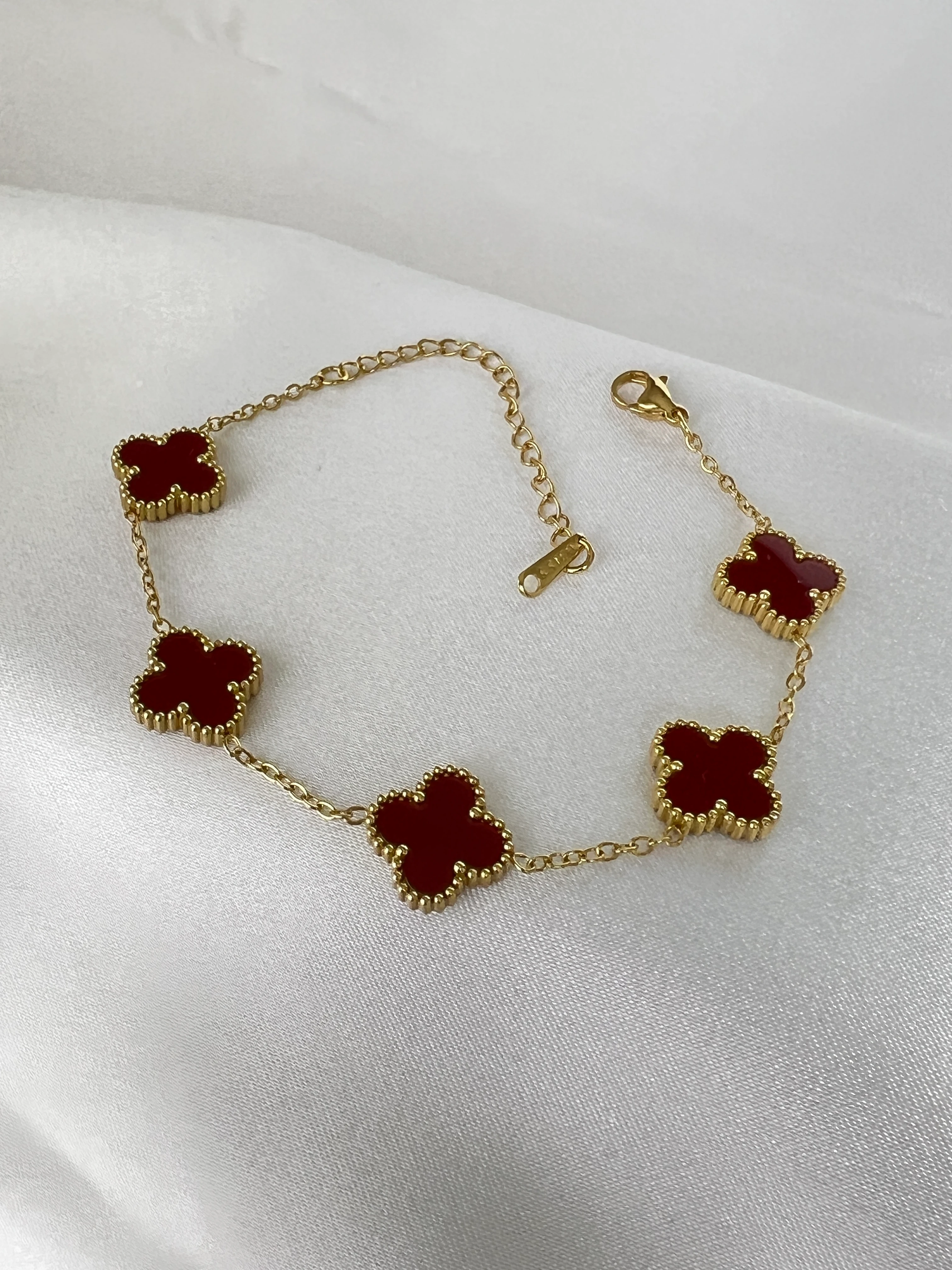 Çelik Bordo Mineli Bileklik