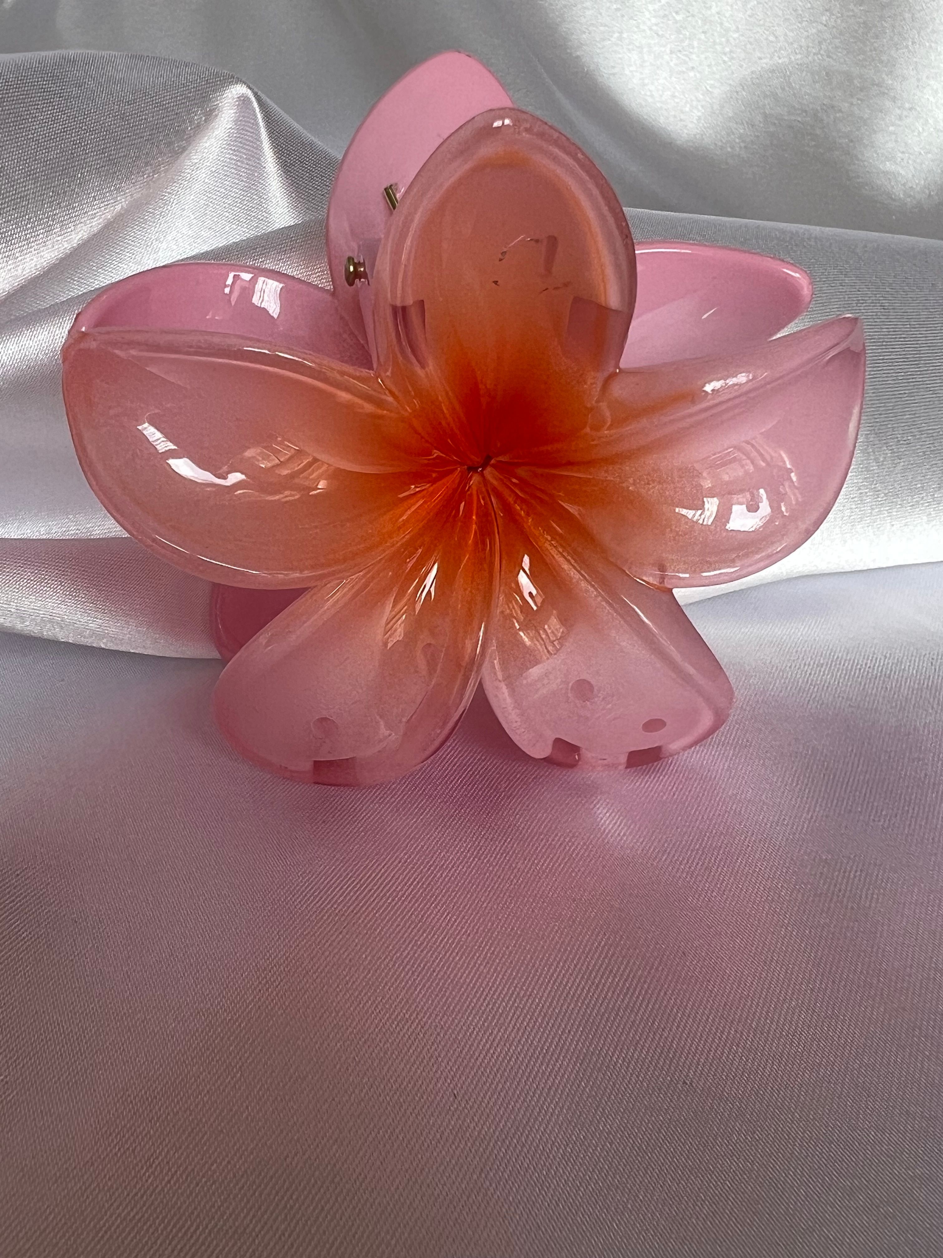 Pembe Ortası Turuncu Lotus Toka 8 cm (büyük boy )