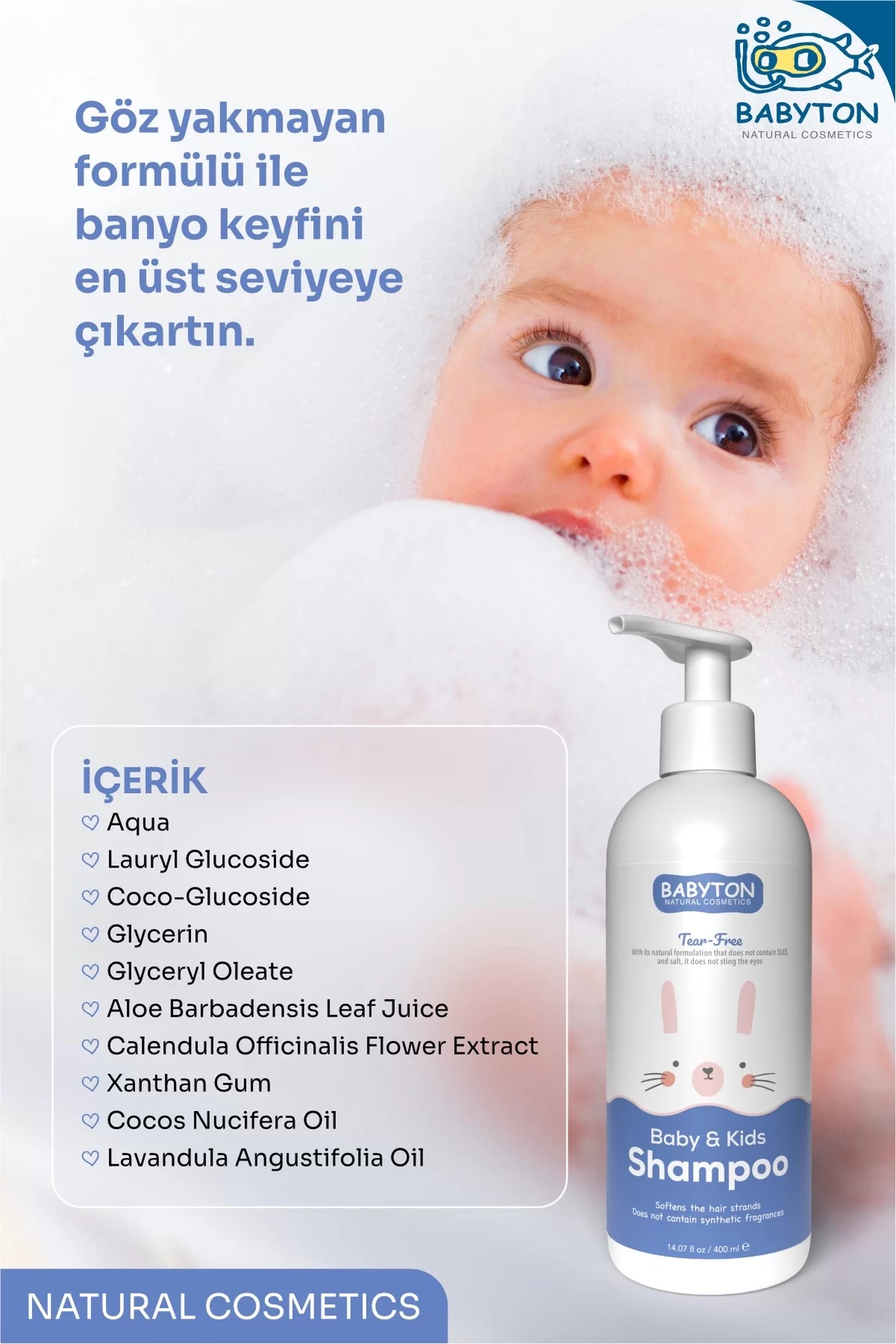 Göz Yakmayan Doğal Bebek ve Çocuk Şampuanı 400 ml