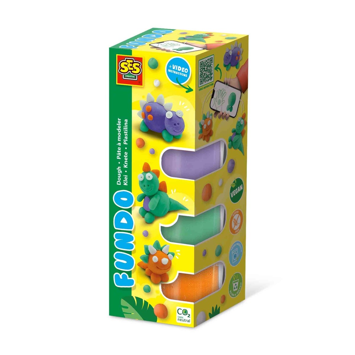 FunDo Oyun Hamuru - Dinozorlar (3x90gr-1x40gr)