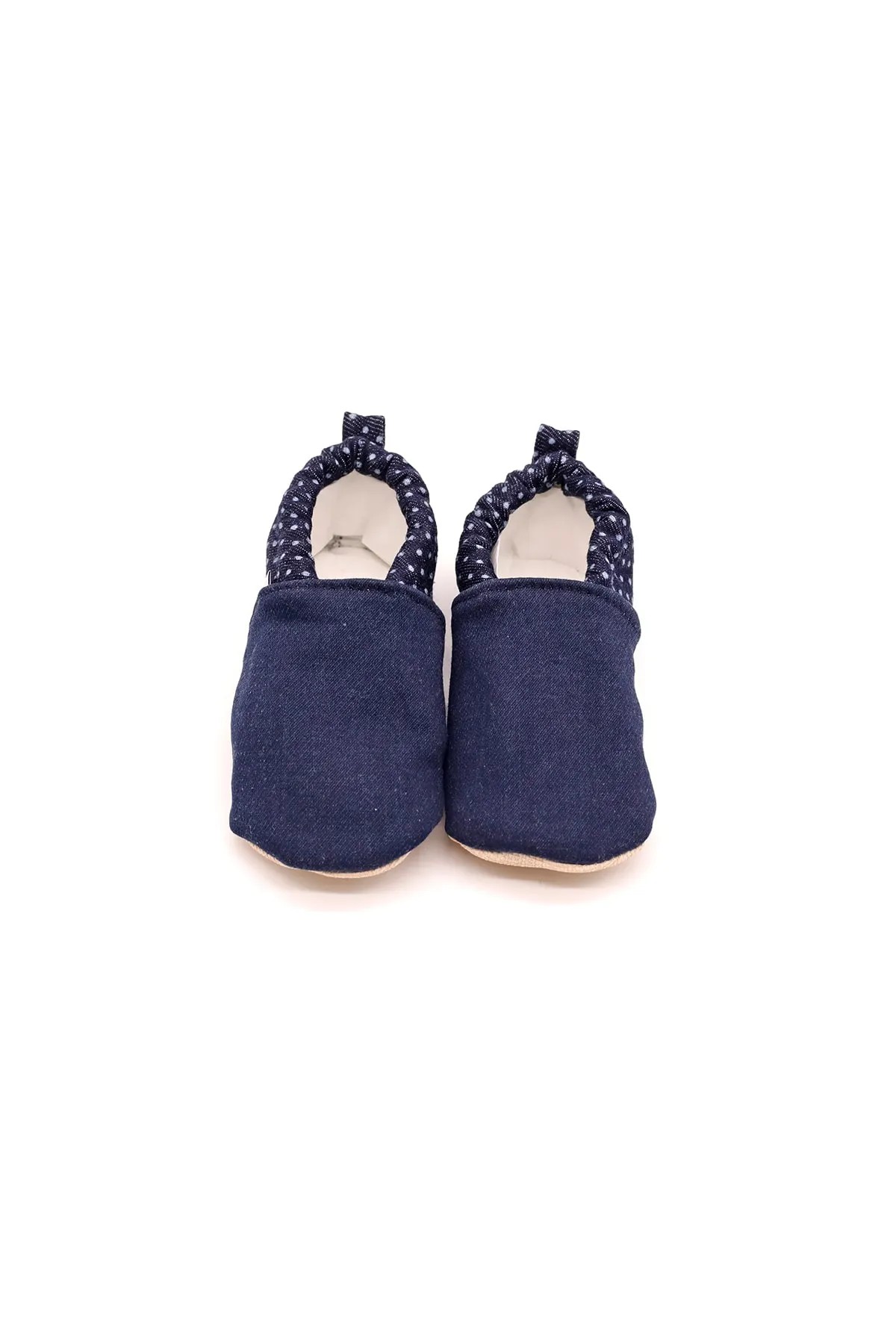 Morgedan Denim Puantiye Pamuklu Kaydırmaz Ilk Adım Bebek Patik