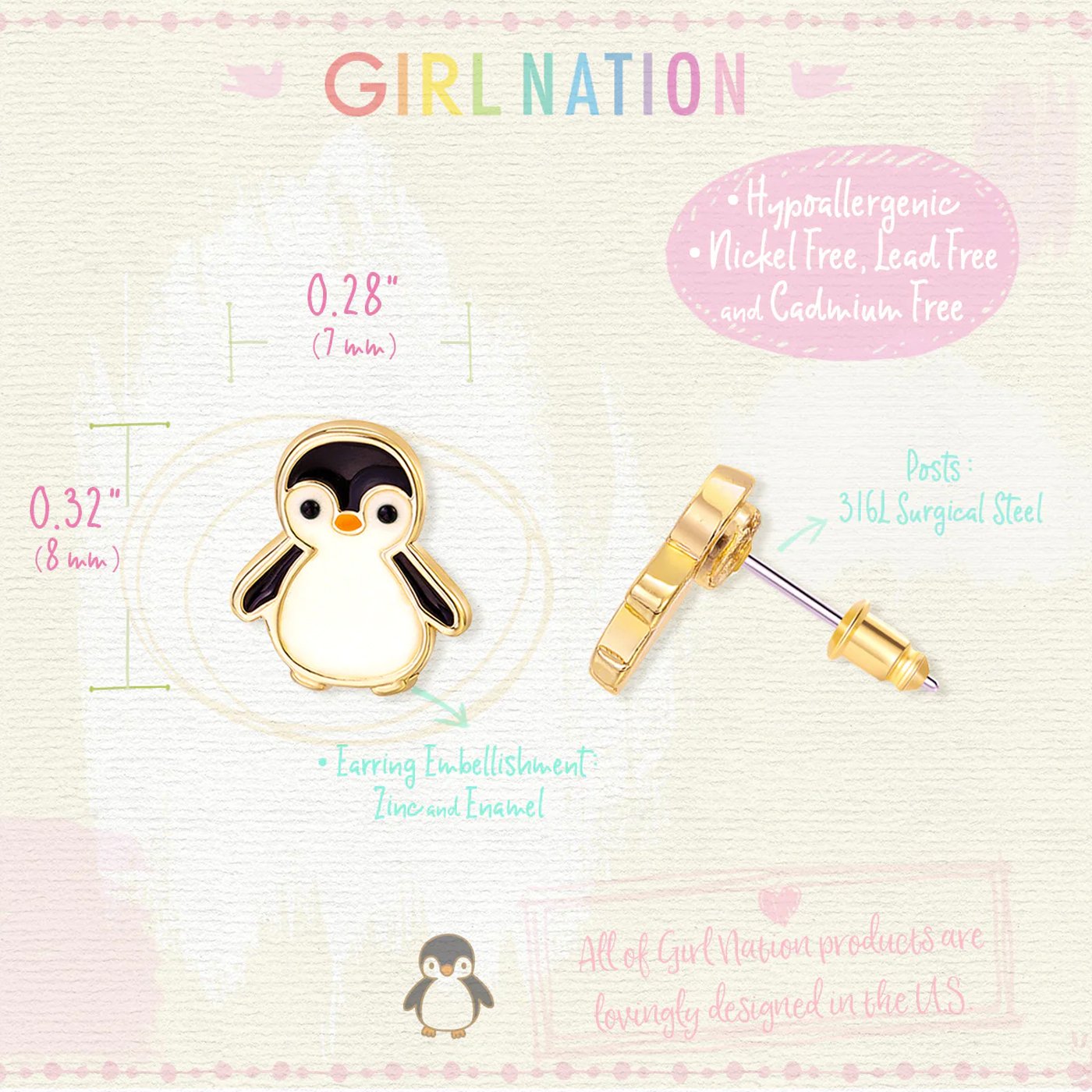 Girl Nation Küpe - Personable Penguin