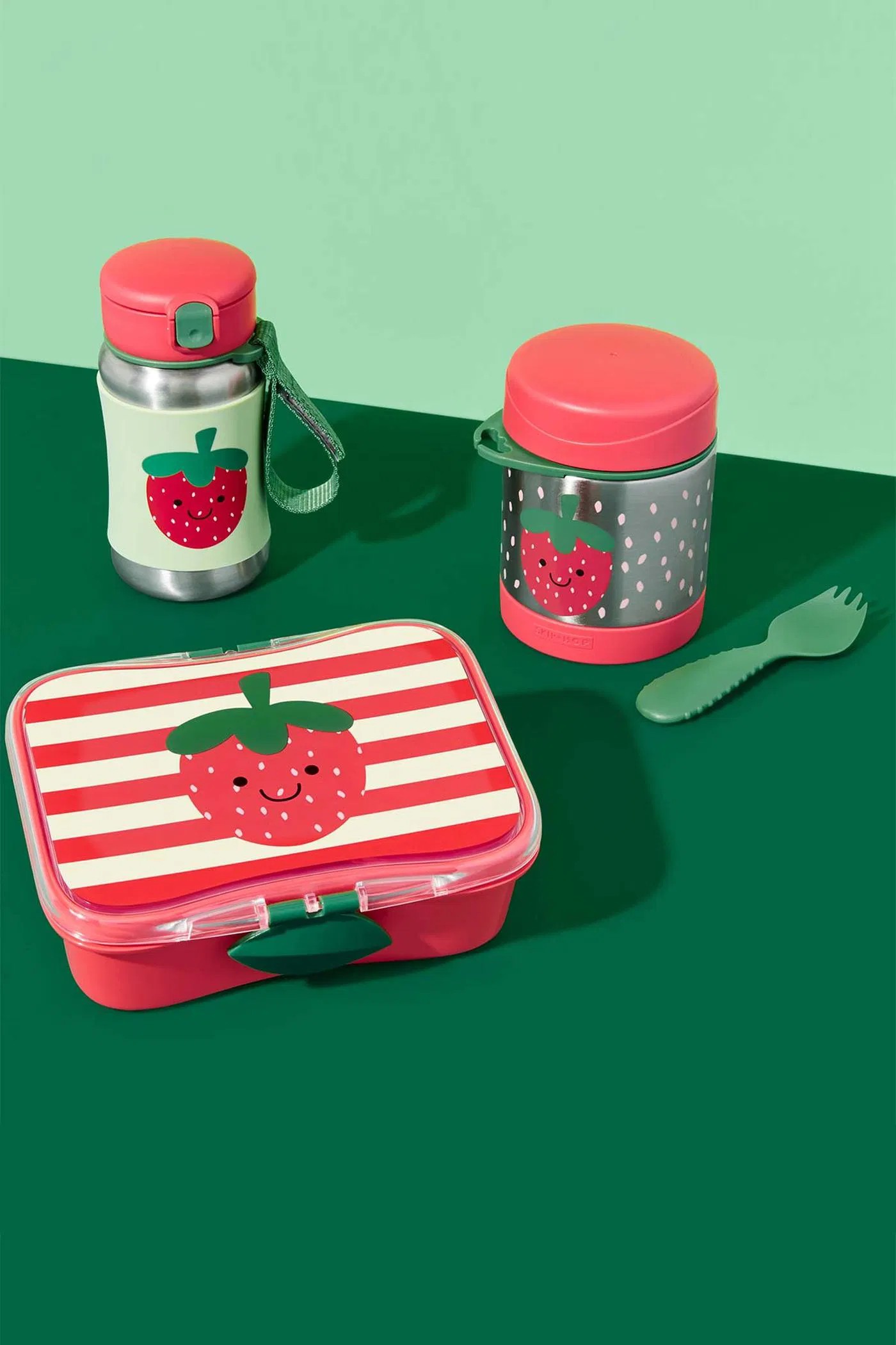 Skip Hop Paslanmaz Çelik Mama Saklama ve Taşıma Termosu Çilek 2 Parça Set