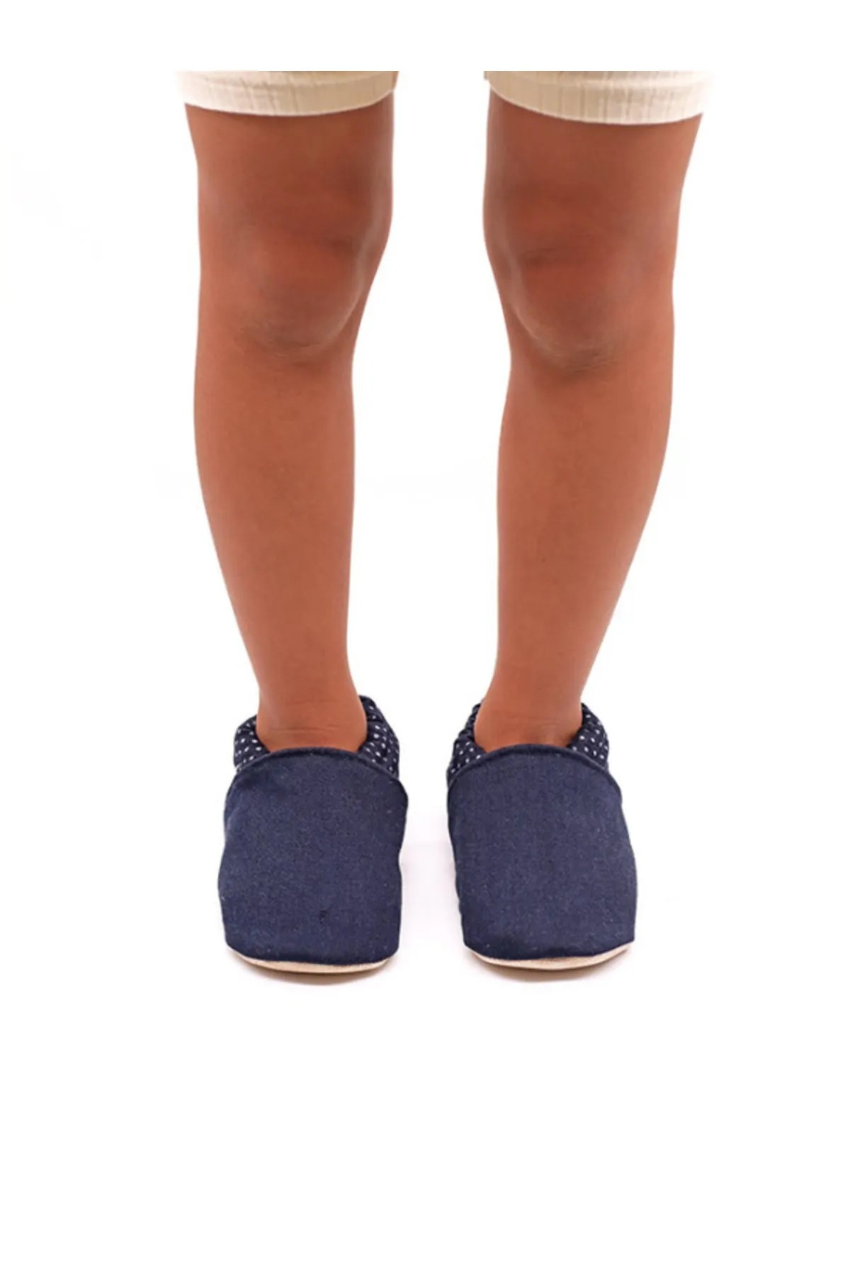 Morgedan Denim Puantiye Pamuklu Kaydırmaz Ilk Adım Bebek Patik