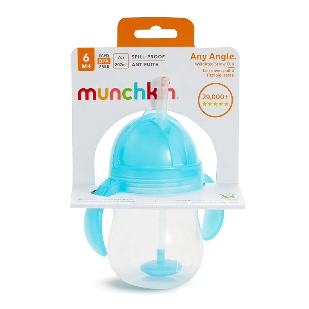 Munchkin Tıklama Kilitli Uçlu Pipetli Alıştırma Bardağı, 6ay+, 207ml, Mavi, 1 Adet