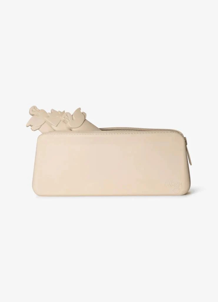 Citron Çantalı Silikon Saplı Paslanmaz Çelik Çatal Bıçak ve Kaşık Takımı - Beige 