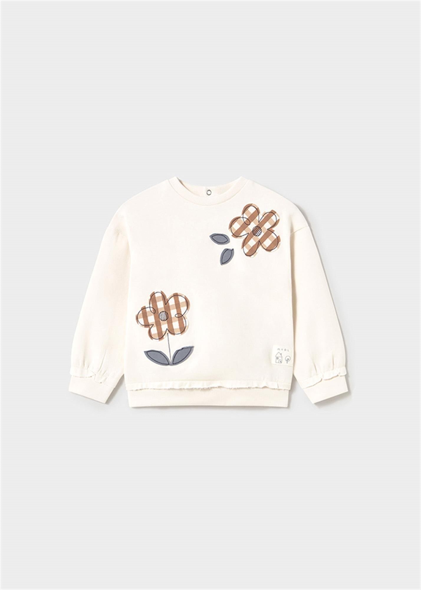 Mayoral Kız Bebek İşlemeli Sweatshirt Açık Bej