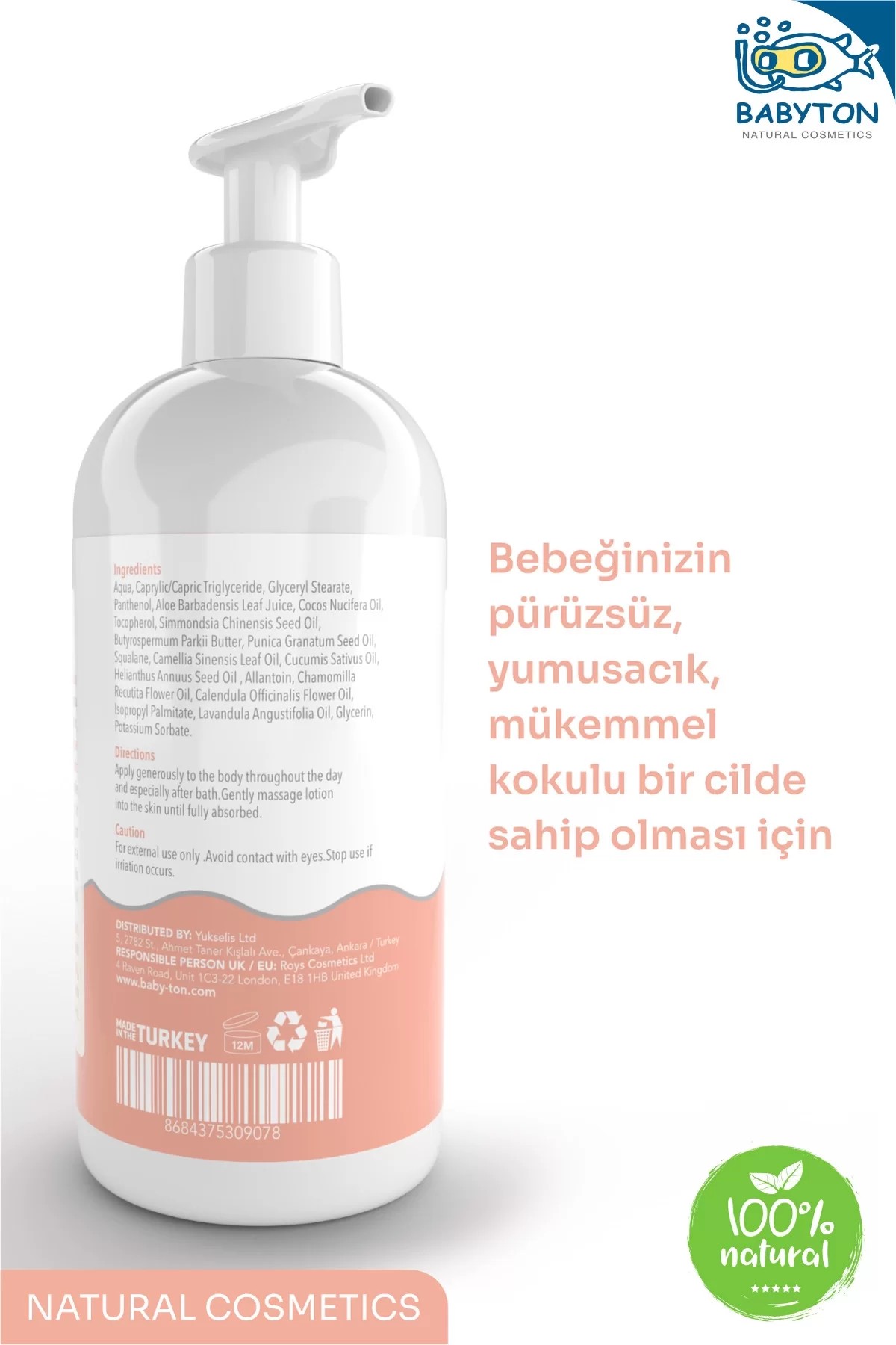 Bebek ve Çocuklar için Doğal Yüz ve Vücut Losyonu 250 ml