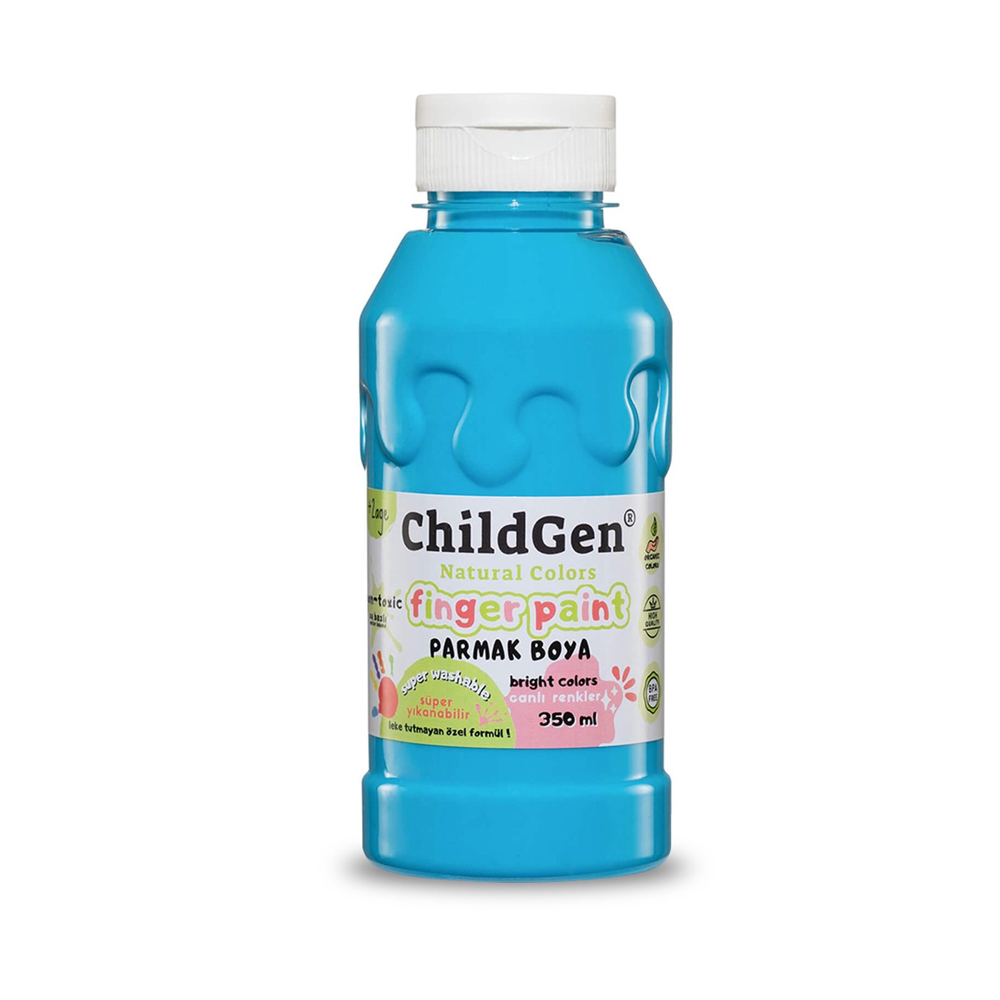 ChildGen - Süper Yıkanabilir Parmak Boya 3x350 ml şişe - PEMBE MAVİ MOR