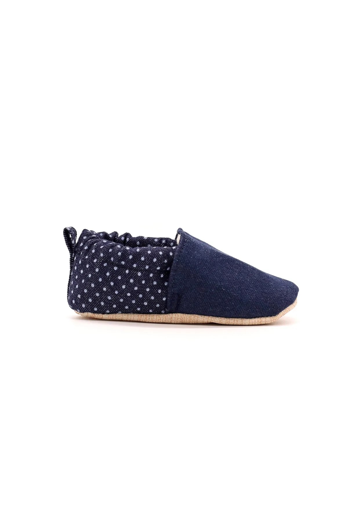 Morgedan Denim Puantiye Pamuklu Kaydırmaz Ilk Adım Bebek Patik
