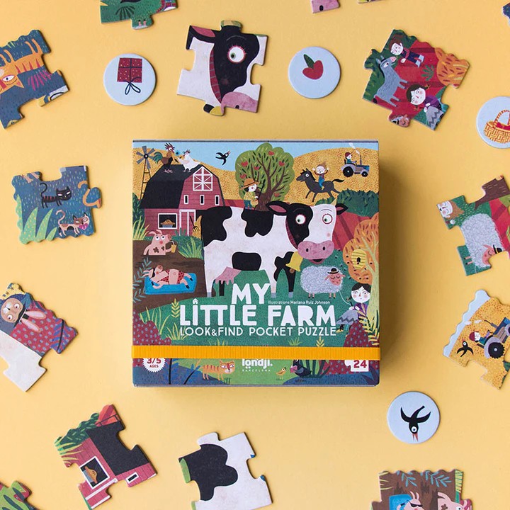 Londji Pocket Puzzle My Little Farm -24 parçalı Cep Yapbozu Küçük Çiftliğim