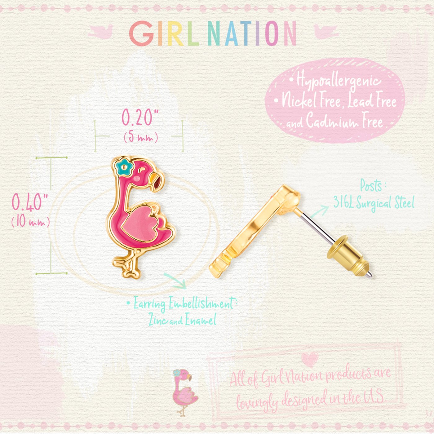 Girl Nation Küpe - Fantastic Flamingo