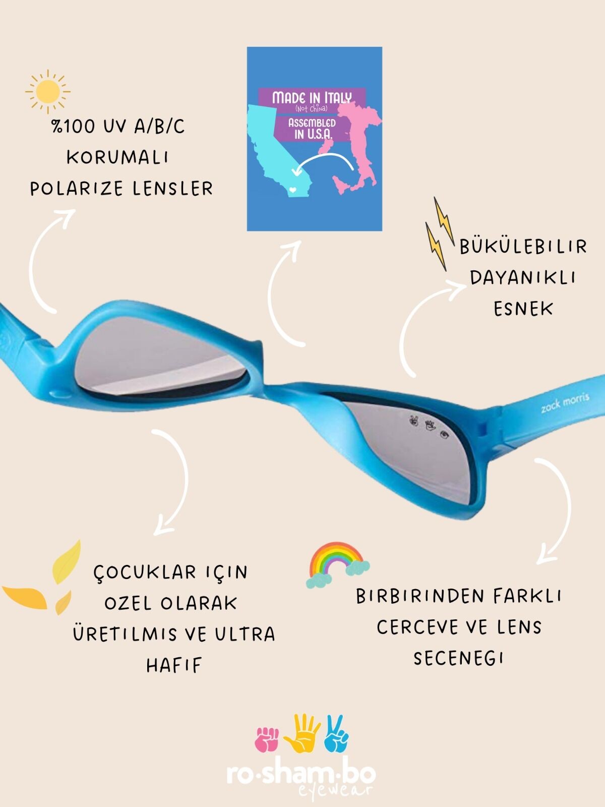Roshambo Eyewear Goonies / Mavi Lens 2-4 yaş