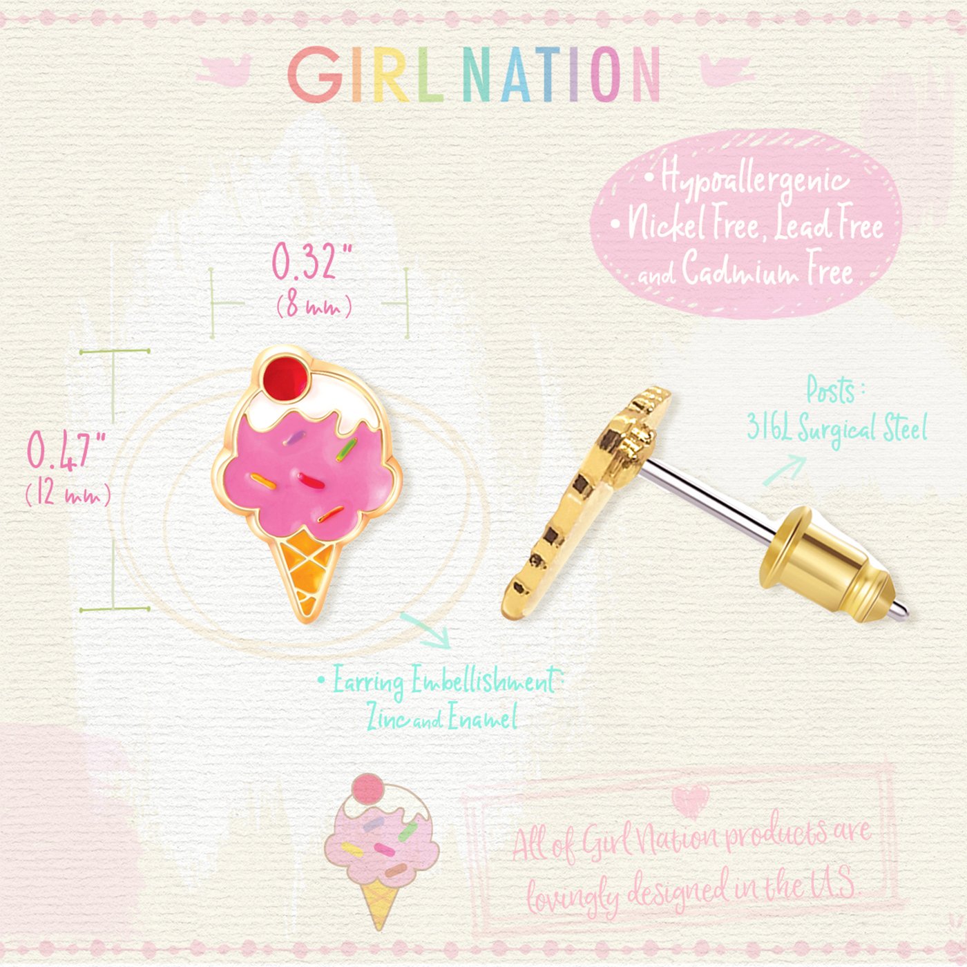 Girl Nation Küpe - Ice Cream Dream