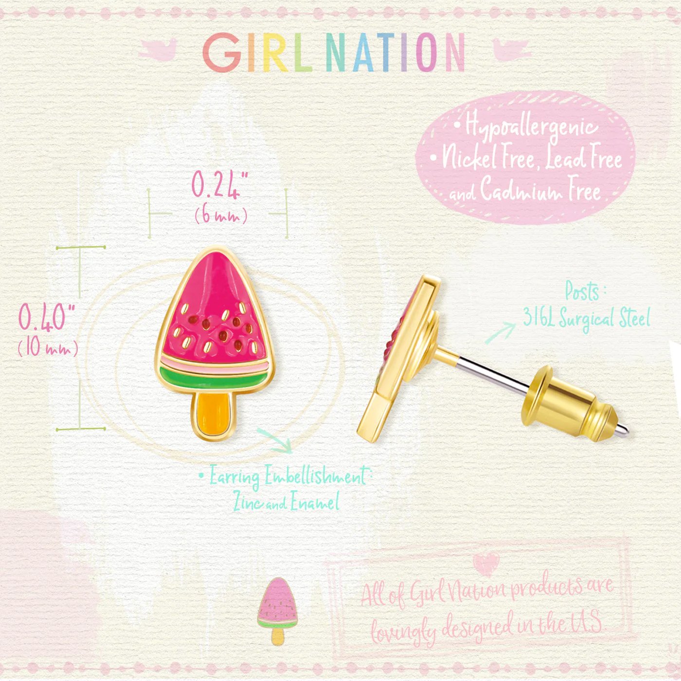 Girl Nation Küpe - Melon Pop