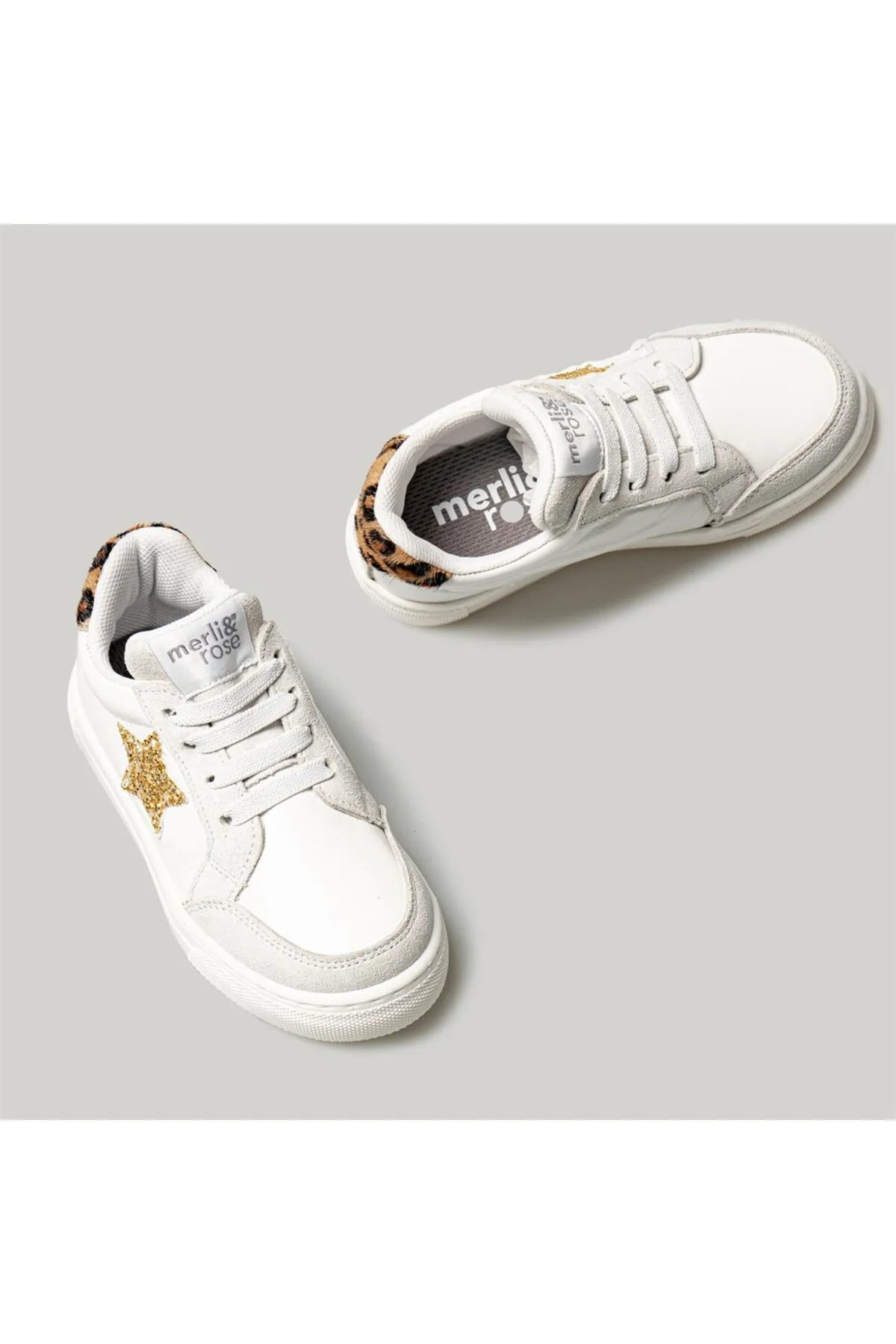 Merli&Rose Star Bebek Sneaker | Leopar - Beyaz