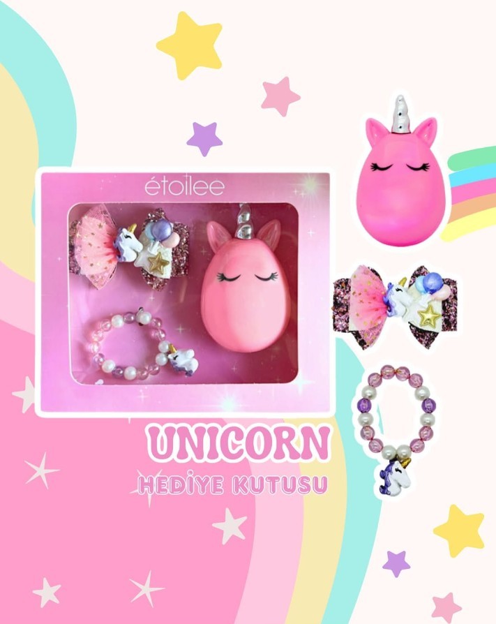 Etoilee Unicorn Hediye Kutusu (Tarak-Toka-Bileklik)