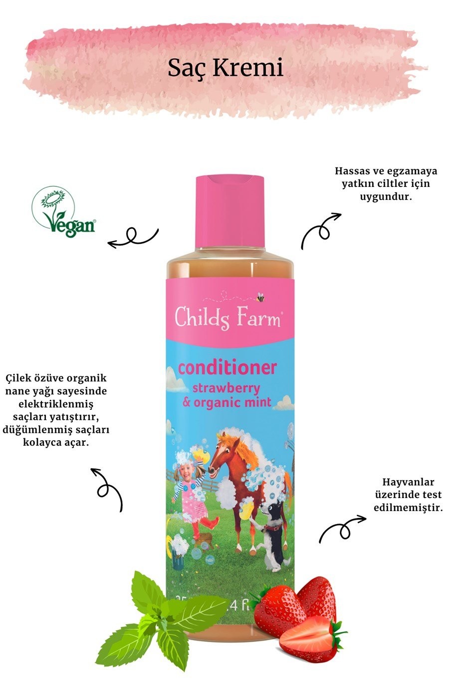 Childs FarmÇilek Ve Organik Nane Özlü Saç Kremi 250Ml