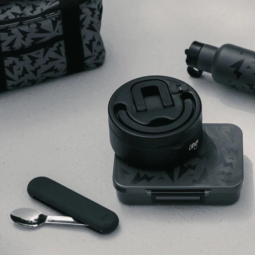 Citron Silikon Kılıflı Paslanmaz Çelik 3'lü Çatal Bıçak Kaşık Takımı - Black 