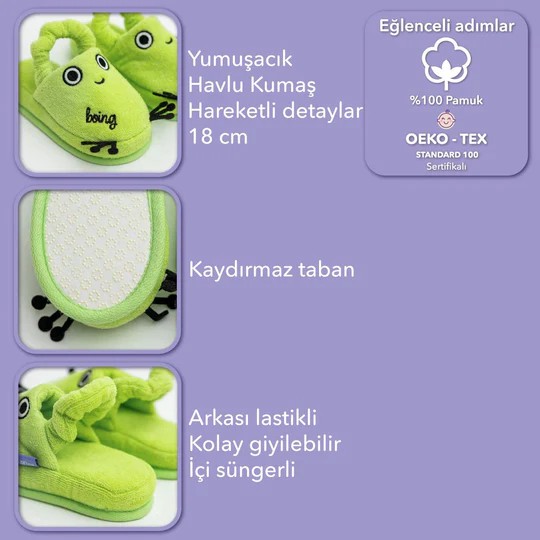 Çocuk Ev Terliği Çaça Kurbağa 2-4 Yaş 25-26 Numara 499.90TL