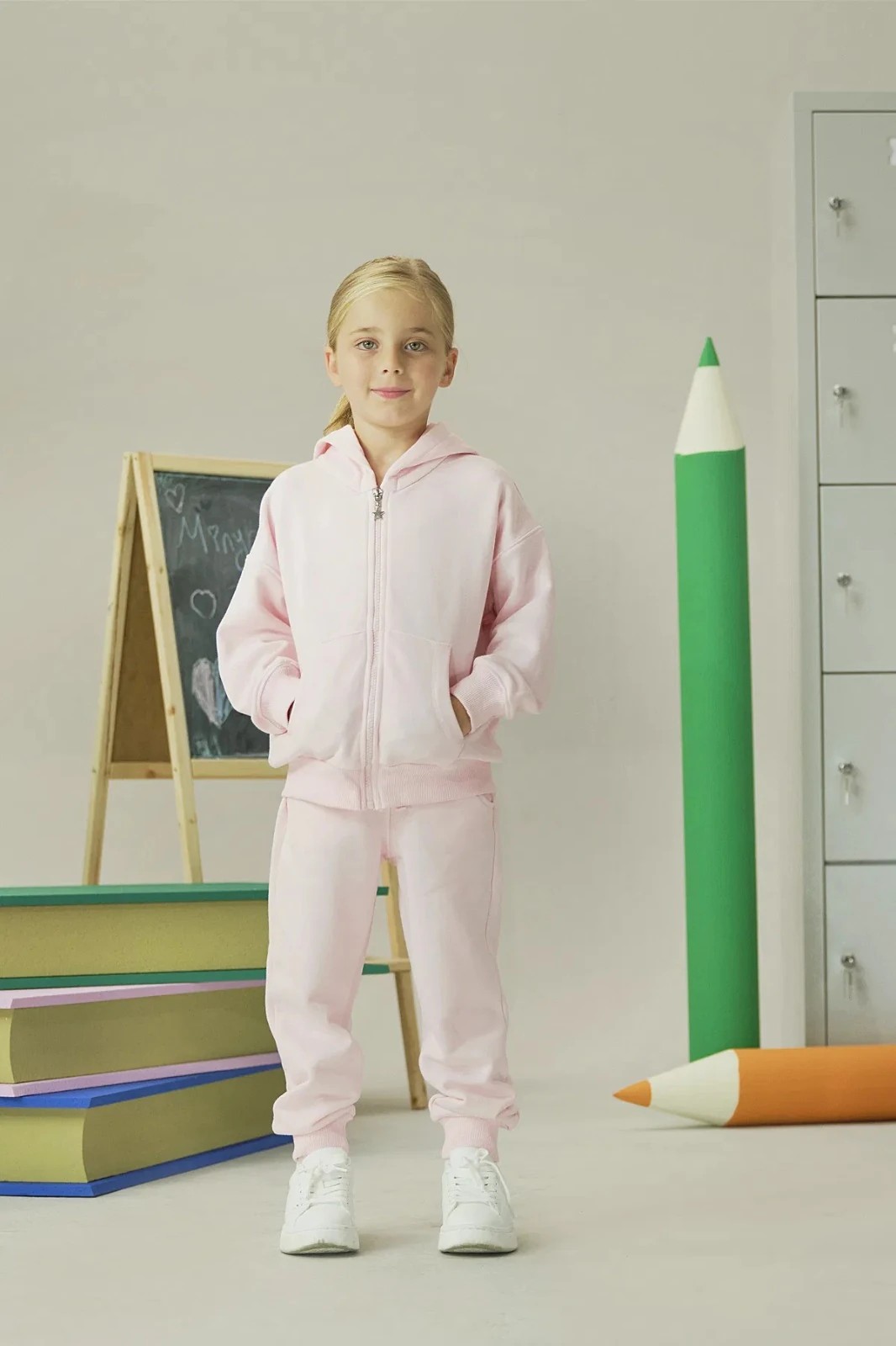 Minycenter Fermuarlı Sweat ve Eşofman Altı Pembe