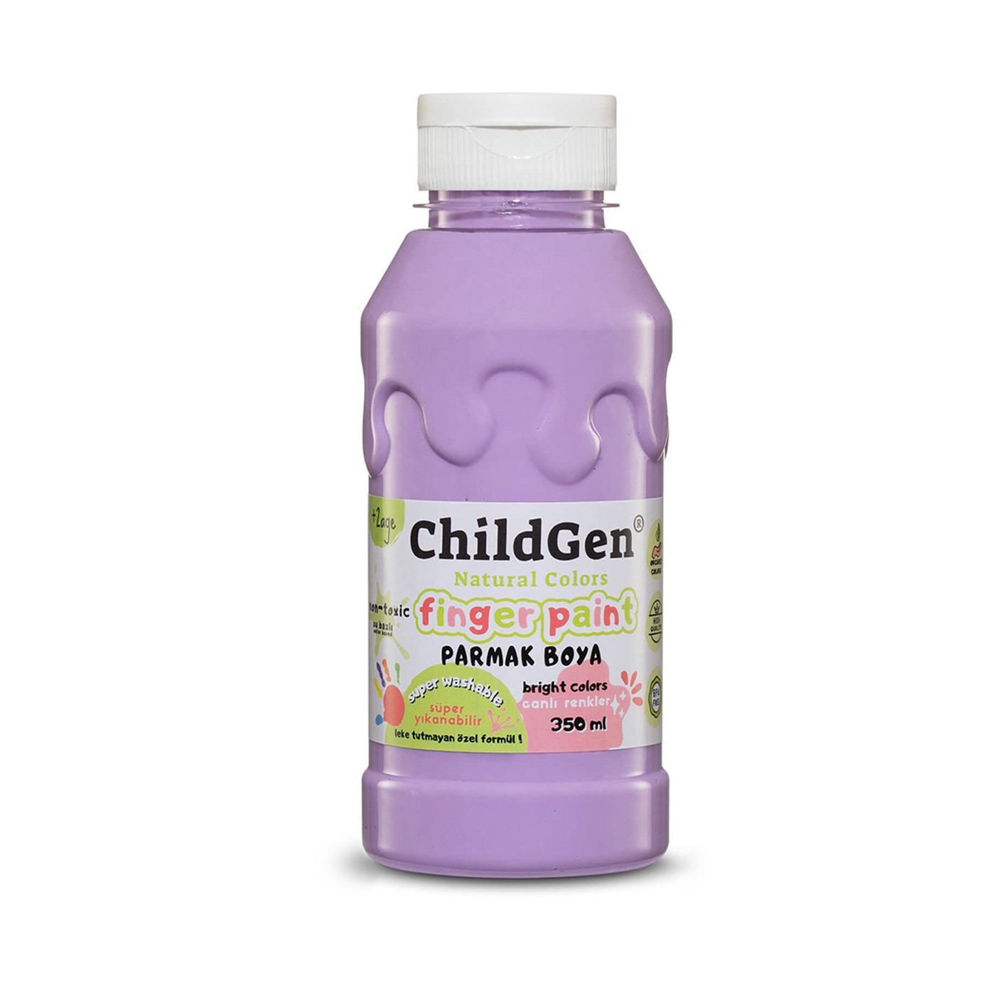 ChildGen - Süper Yıkanabilir Parmak Boya 3x350 ml şişe - PEMBE MAVİ MOR