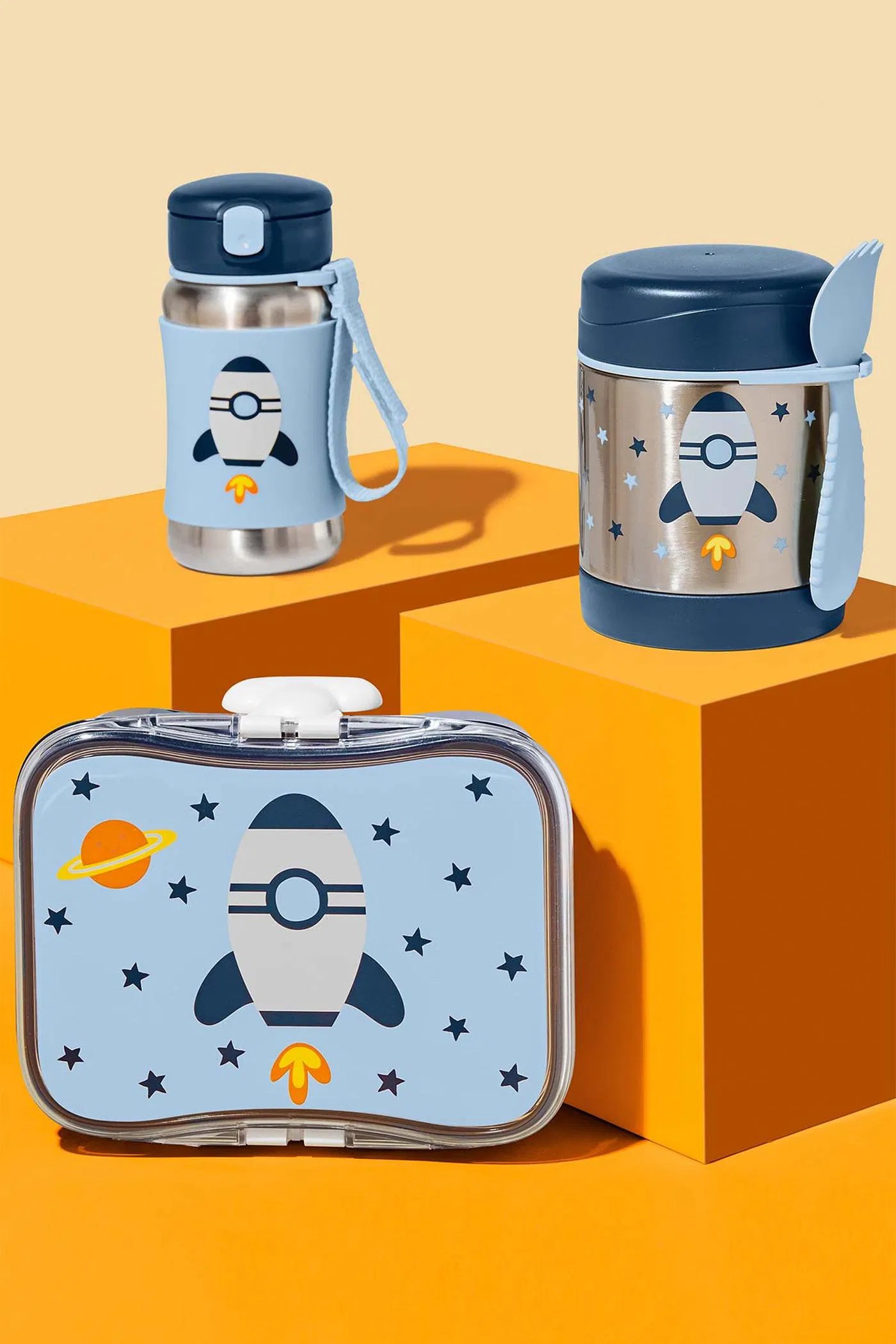 Skip Hop Paslanmaz Çelik Mama Saklama ve Taşıma Termosu Roket 2 Parça Set