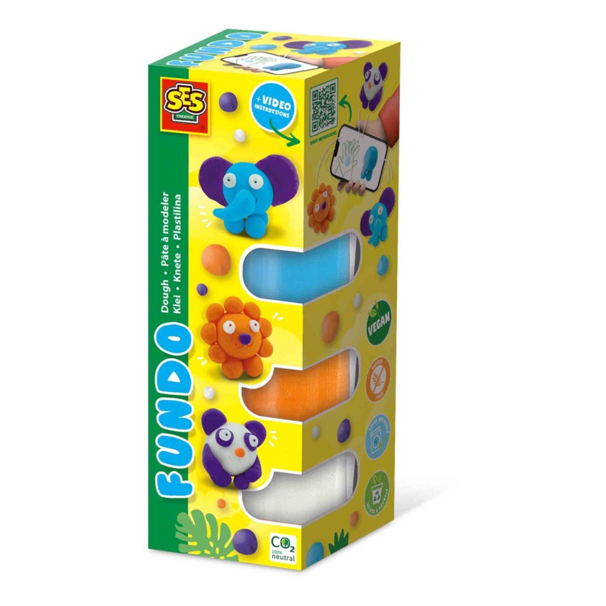 FunDo Oyun Hamuru - Vahşi Hayvanlar (3x90gr-1x40gr)