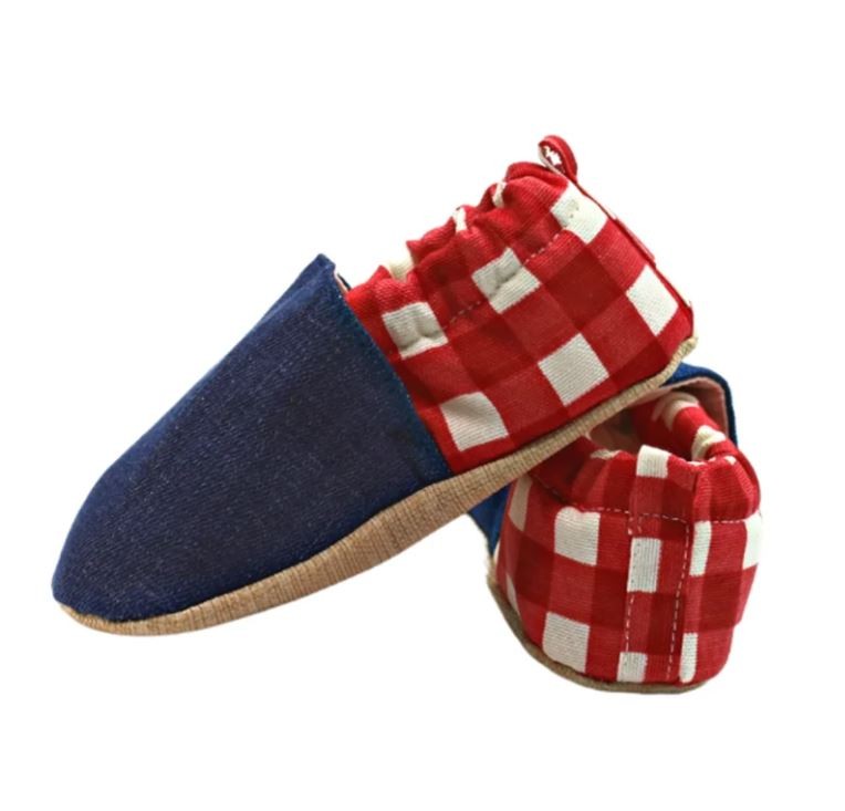 Morgedan Red Tarten Denim Pamuklu Kaydırmaz Ilk Adım Bebek Patik