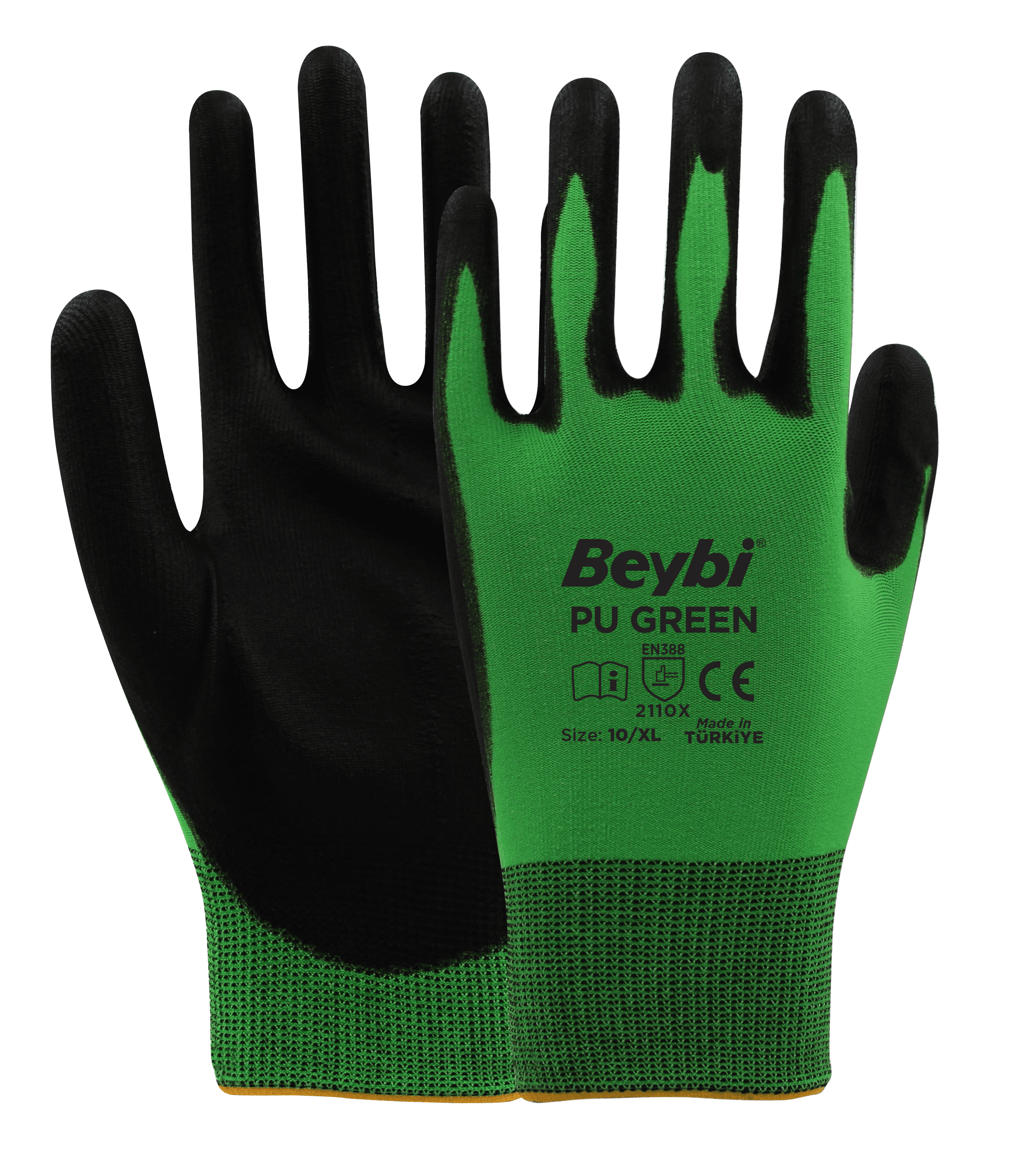 Beybi Pu Green Poliüretan Kaplı Polyester Örme Eldiven