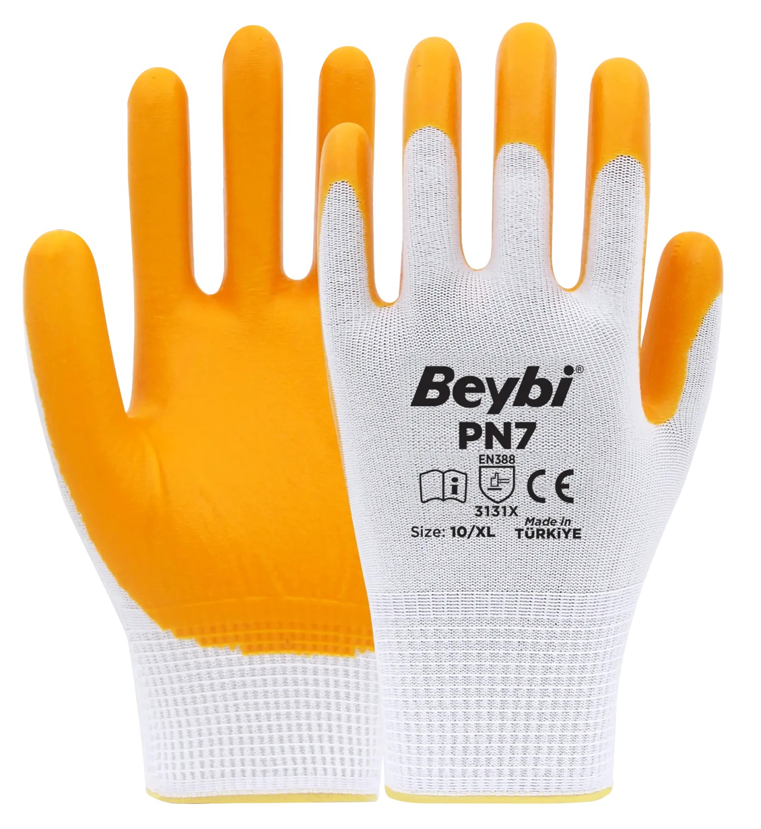 Beybi PN7 Polyester Örme Nitril Eldiven Koli (288 Çift) - Sarı