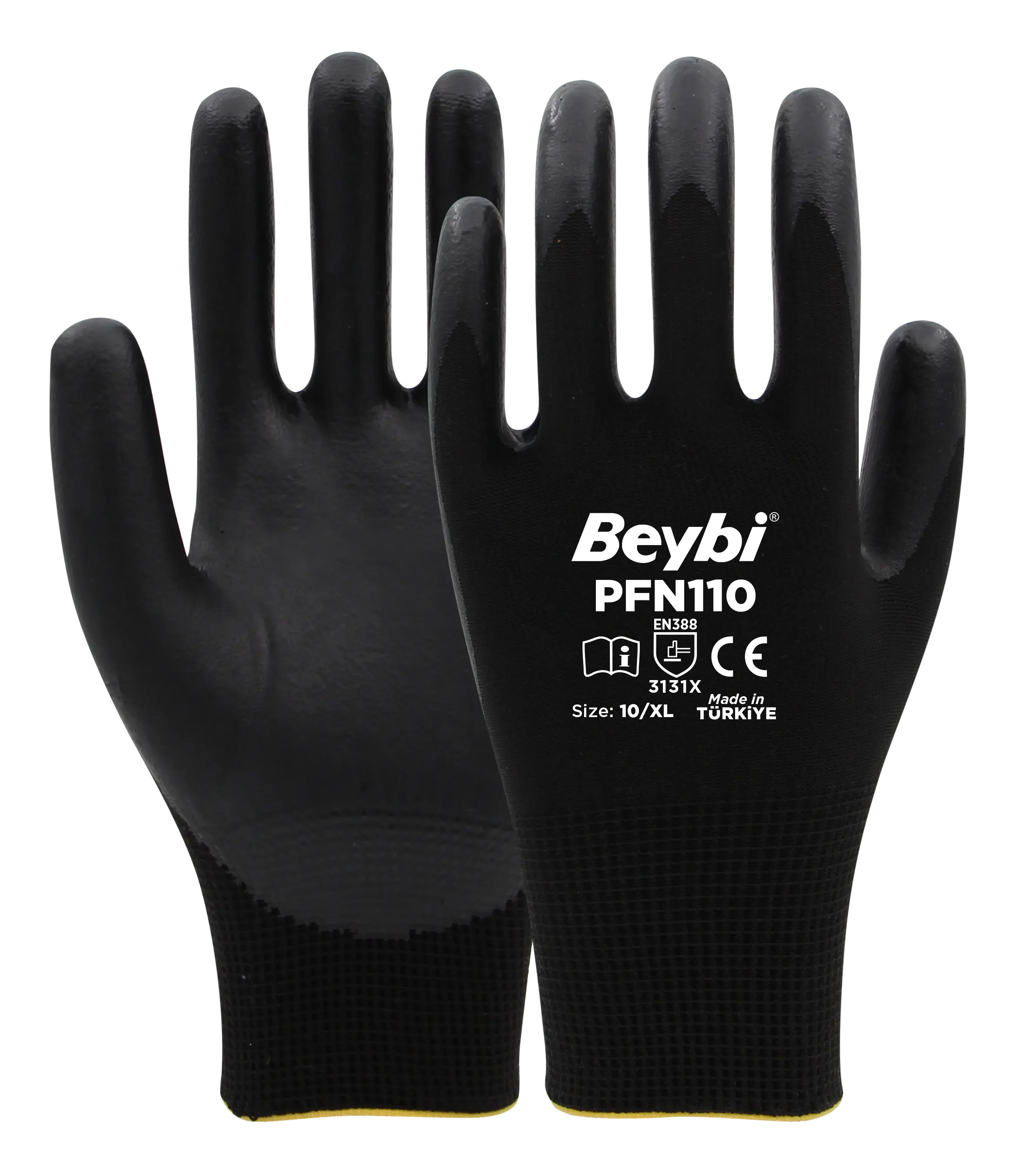 Beybi PFN110 Polyester Örgü Üzeri ½ Köpük Nitril Kaplı Eldiven Koli