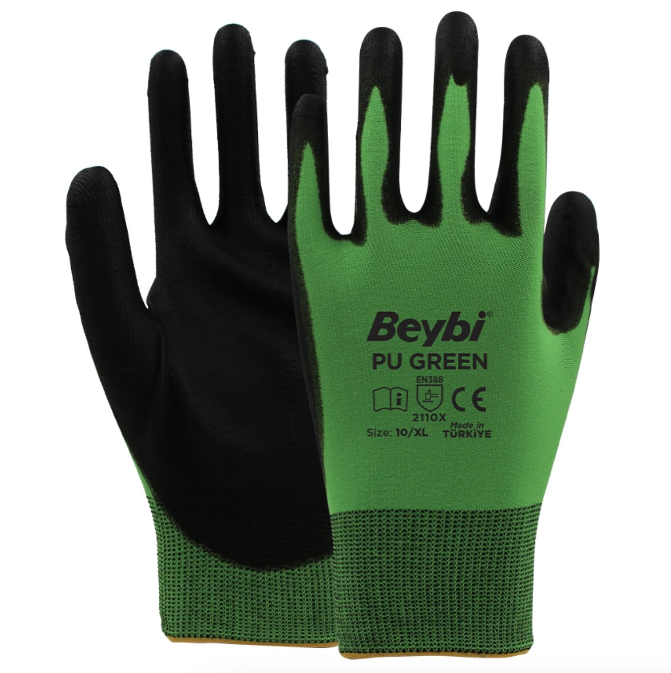 Beybi Pu Green Poliüretan Kaplı Polyester Örme Eldiven