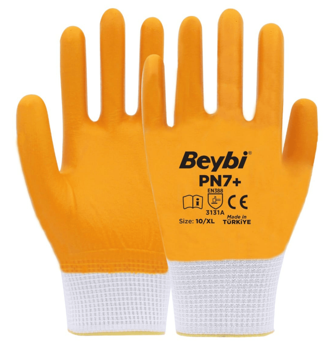 Beybi PN7+ Polyester Örme Nitril Eldiven Koli (288 Çift)